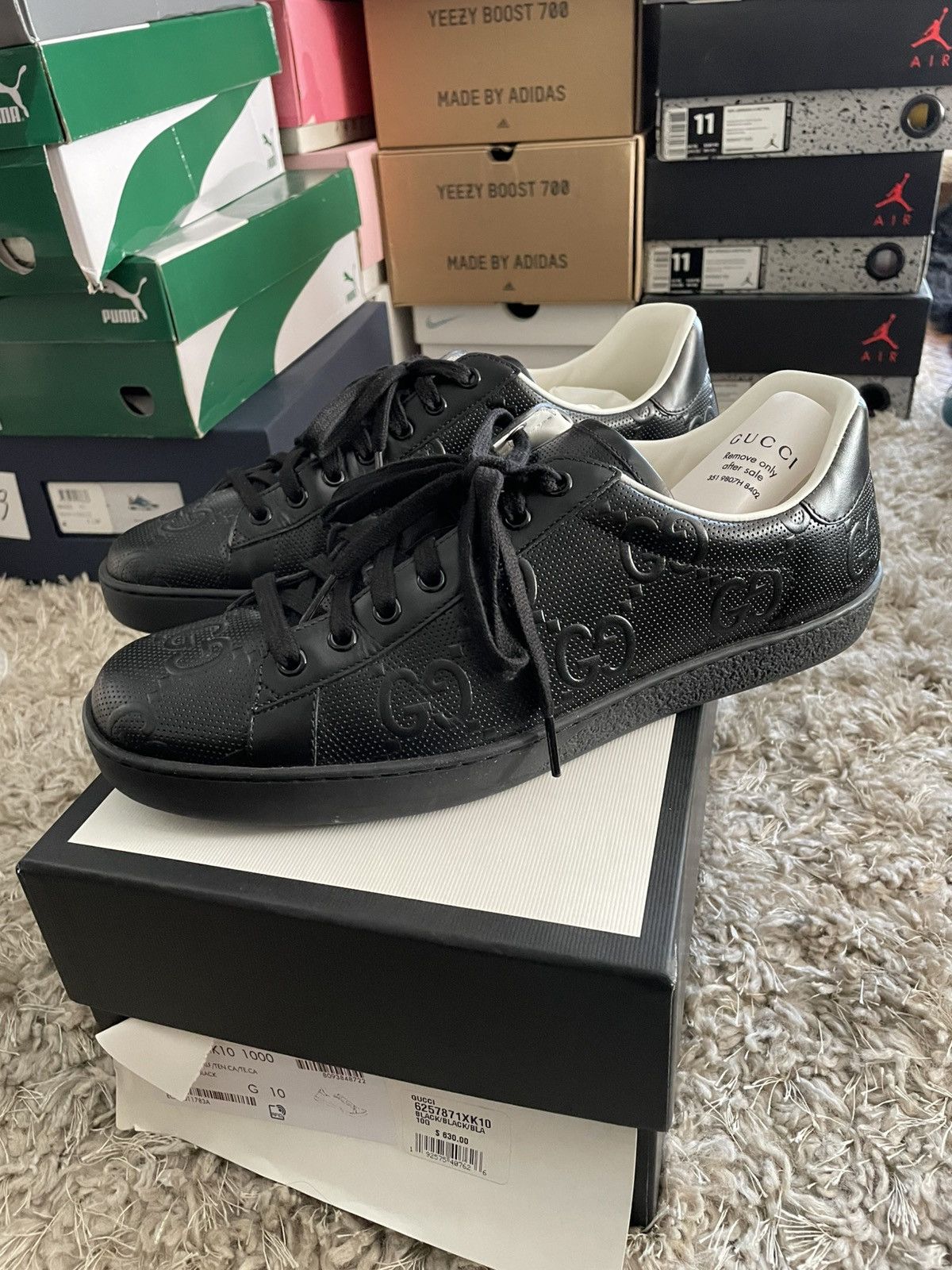 Gucci Gucci Ace Black GG Size US 10 / EU 43 - 1 Thumbnail