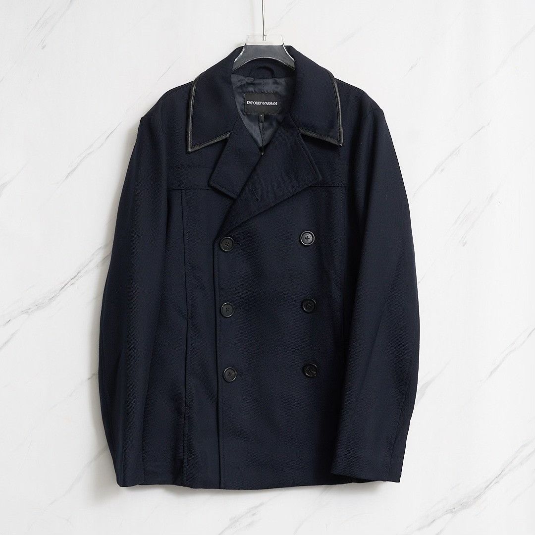 Emporio Armani Emporio Armani Men's Navy Double-Breasted Coat Size US L / EU 52-54 / 3 - 1 Thumbnail
