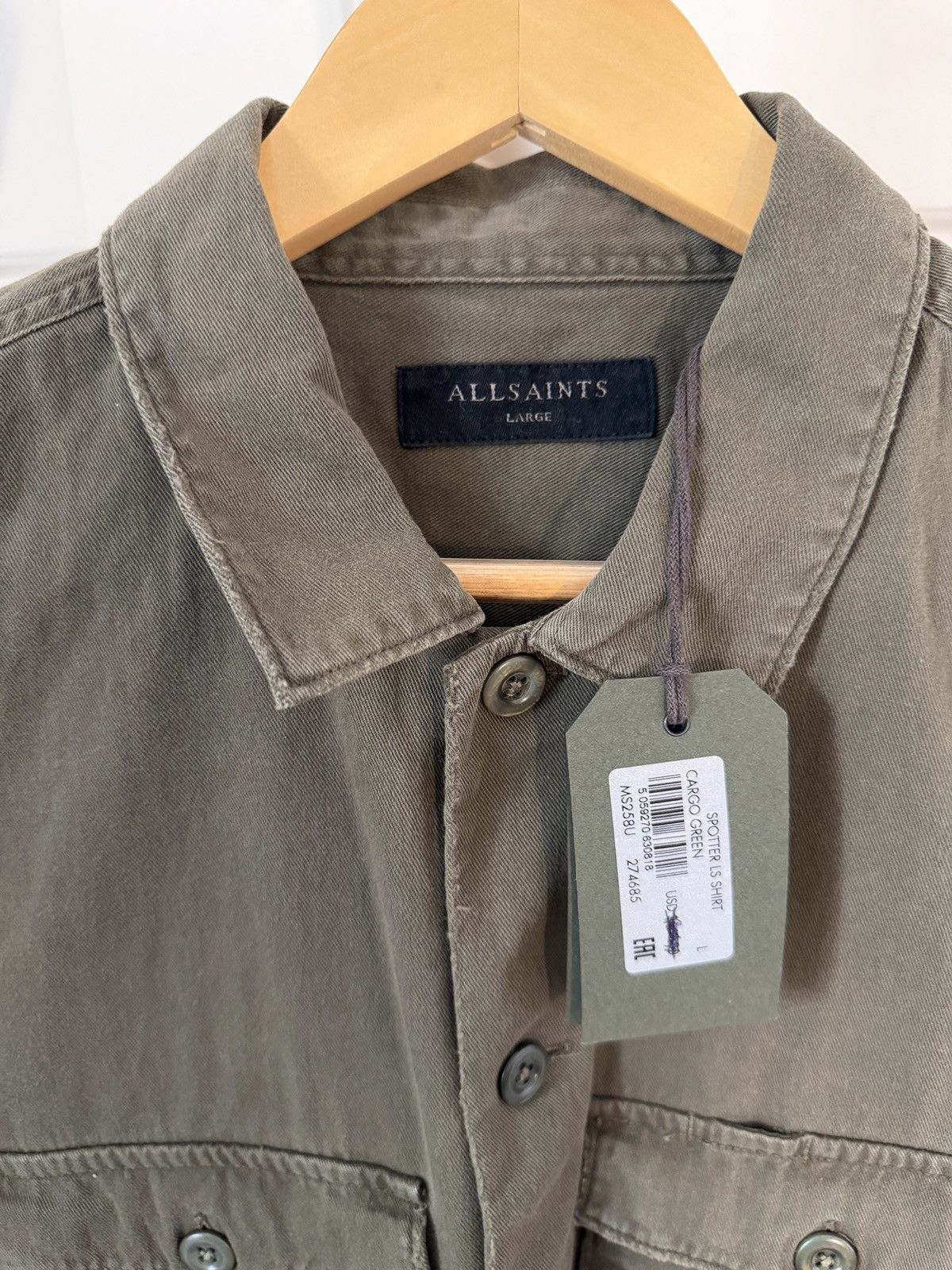 Allsaints Allsaints Green Button Up Shirt Size US L / EU 52-54 / 3 - 4 Thumbnail