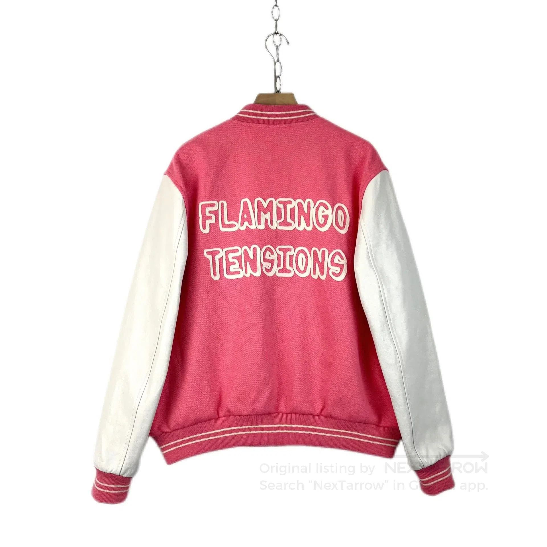 Celine Celine Pink White Leather Baseball Jacket. Size XL / US 12-14 / IT 48-50 - 3 Thumbnail