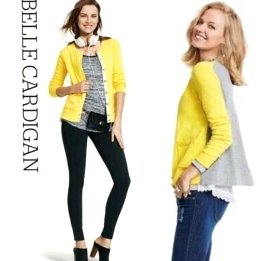 Vintage Cabi Love Carol Belle Cardigan Yellow Grey w/ Lace Trim Cotton Sz M Style 3010 Cardigan Women M Yellow Lace Trim Cotton Vintage? Size M / US 6-8 / IT 42-44 - 2 Thumbnail