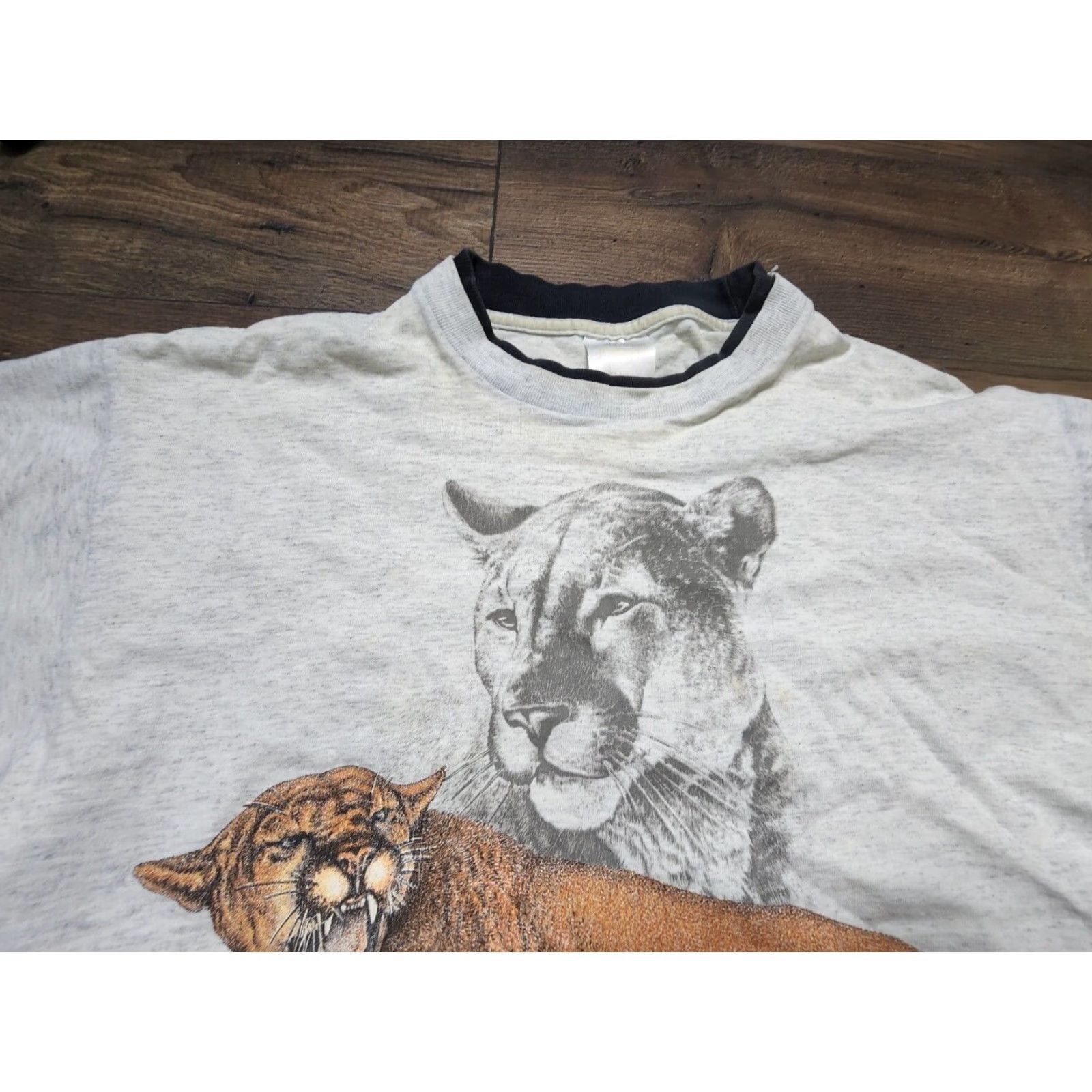 Elwood VINTAGE 90s Hazelwood Mountain Lion T Shirt Mens XL Distressed Thrashed Gray Cotton Blend Crew Neck Short Sleeve T-Shirt Size US XL / EU 56 / 4 - 7 Thumbnail