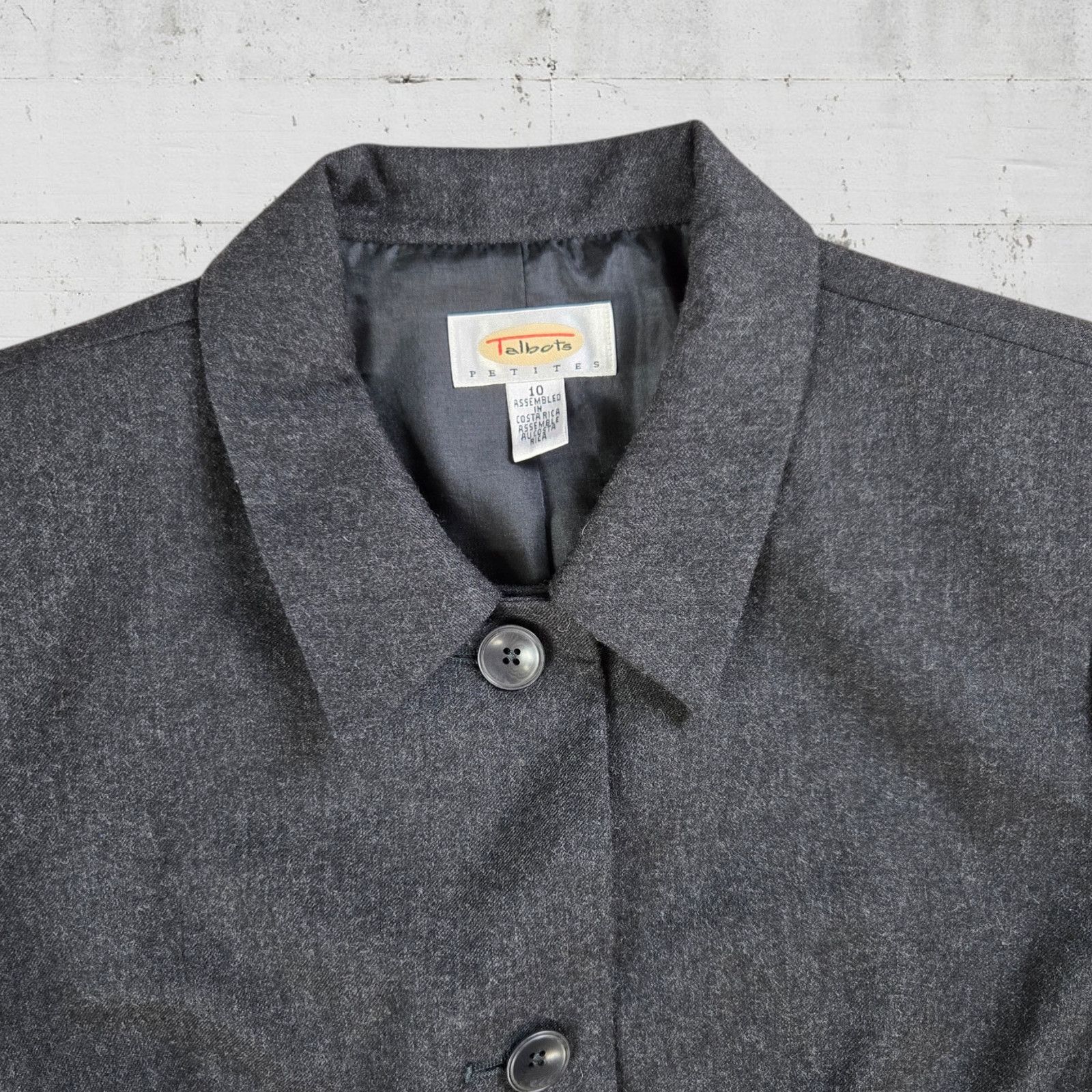 Vintage 90s Charcoal Gray Wool Single Breasted Blazer Jacket Size 10 Size L / US 10 / IT 46 - 3 Thumbnail