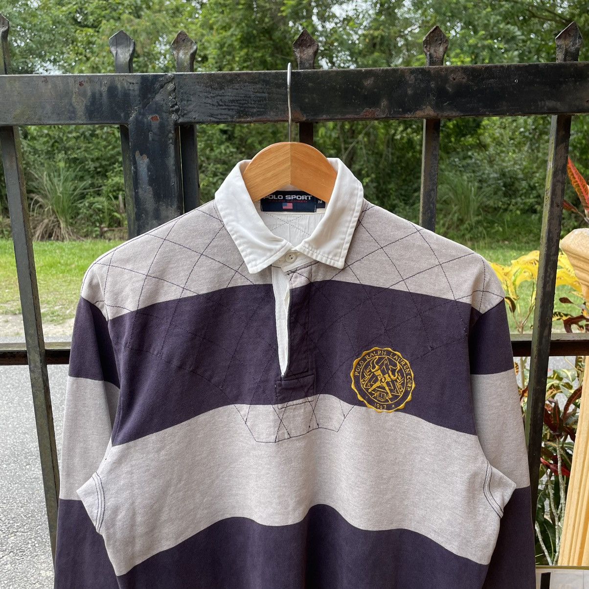 Polo Ralph Lauren × Ralph Lauren × Vintage 🔥Polo Sport Ralph Lauren Striped Distress Rugby Shirts Size US L / EU 52-54 / 3 - 4 Thumbnail