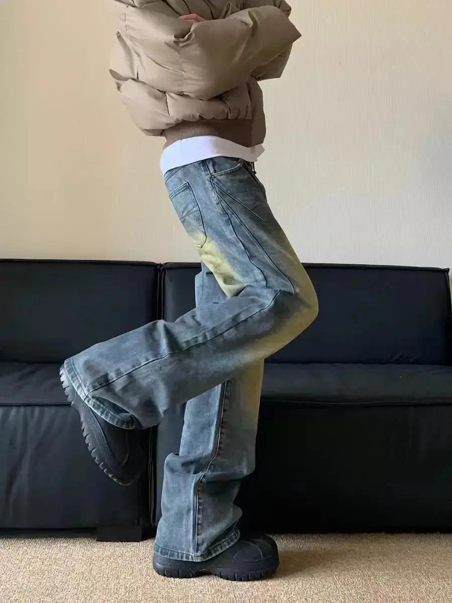Japanese Brand Vintage washed and dirty dyed micro flare jeans Size US 32 / EU 48 - 2 Thumbnail