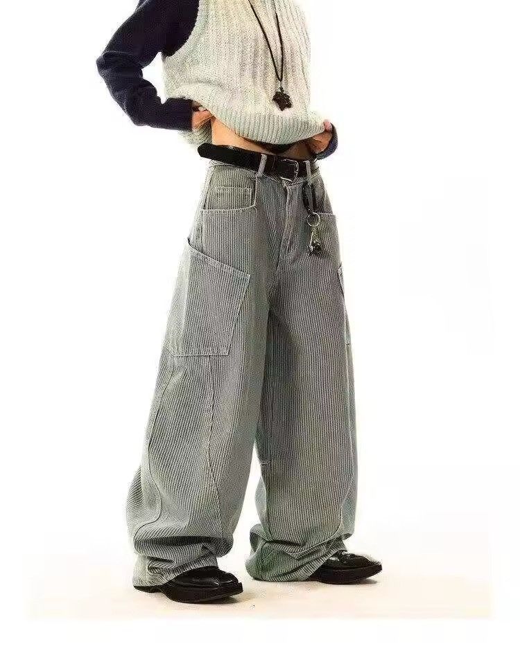 Japanese Brand Vertical Stripep Side Pockets Jean Size US 32 / EU 48 - 3 Thumbnail