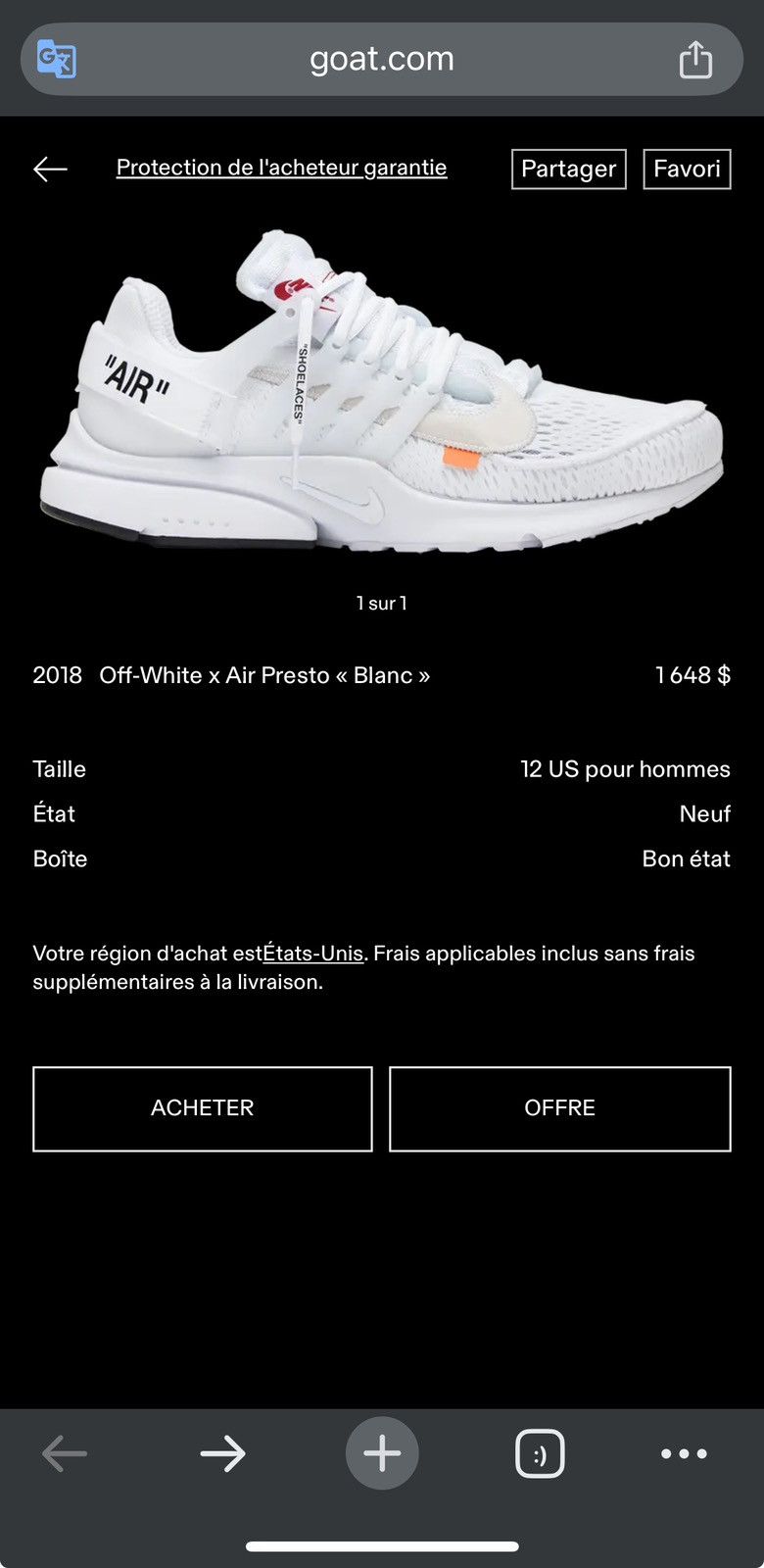 Nike × Off-White Air Presto Nike X Off-White Size US 12 / EU 45 - 16 Thumbnail