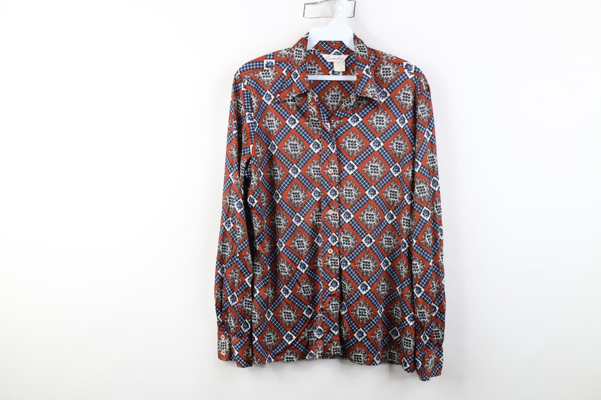 Vintage Vintage 70s Mid Century Modern Collar Knit Button Shirt Size M / US 6-8 / IT 42-44 - 1 Thumbnail