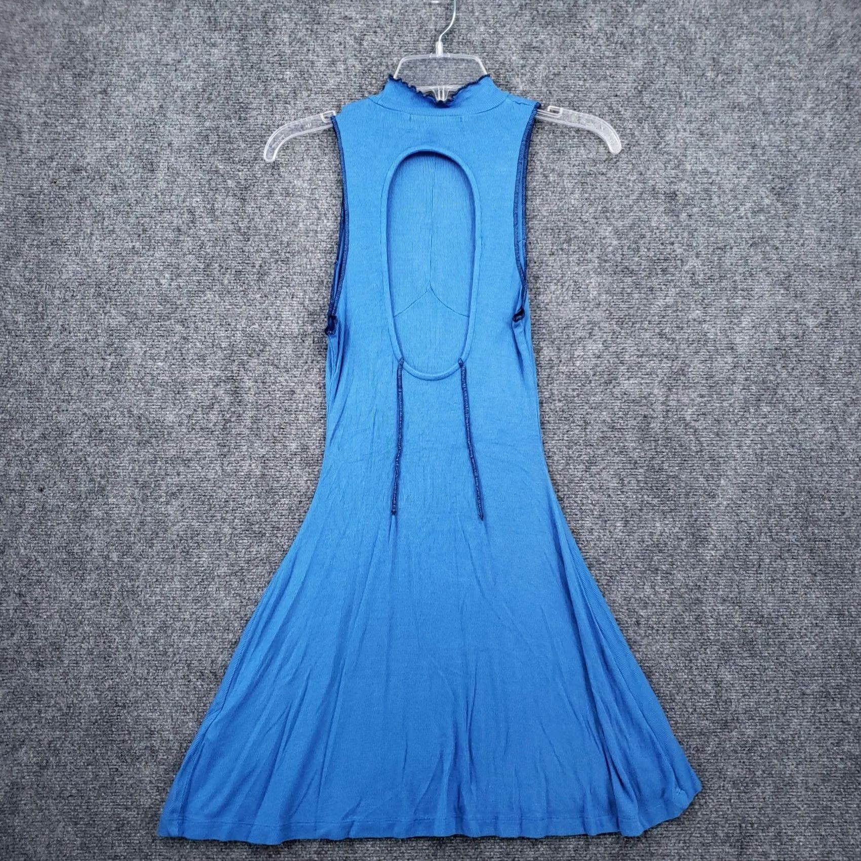 Urban Outfitters Urban Outfitters Dress Womens S Small Blue Knit Mini Ribbed Cut Out Seamed Size S / US 4 / IT 40 - 2 Thumbnail