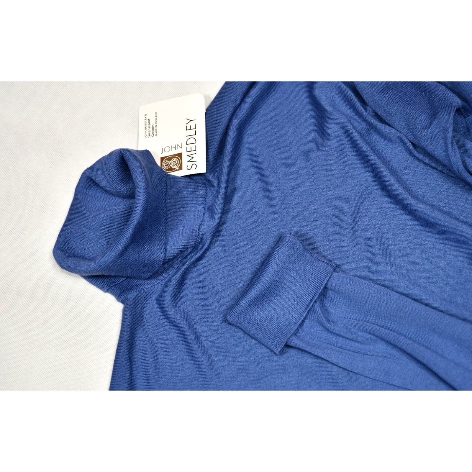 John Smedley John Smedley Sea Island Cotton Knitted Turtleneck Jumper Made In England XL Blue Cotton Knit Sweater Mens Size US XL / EU 56 / 4 - 5 Thumbnail