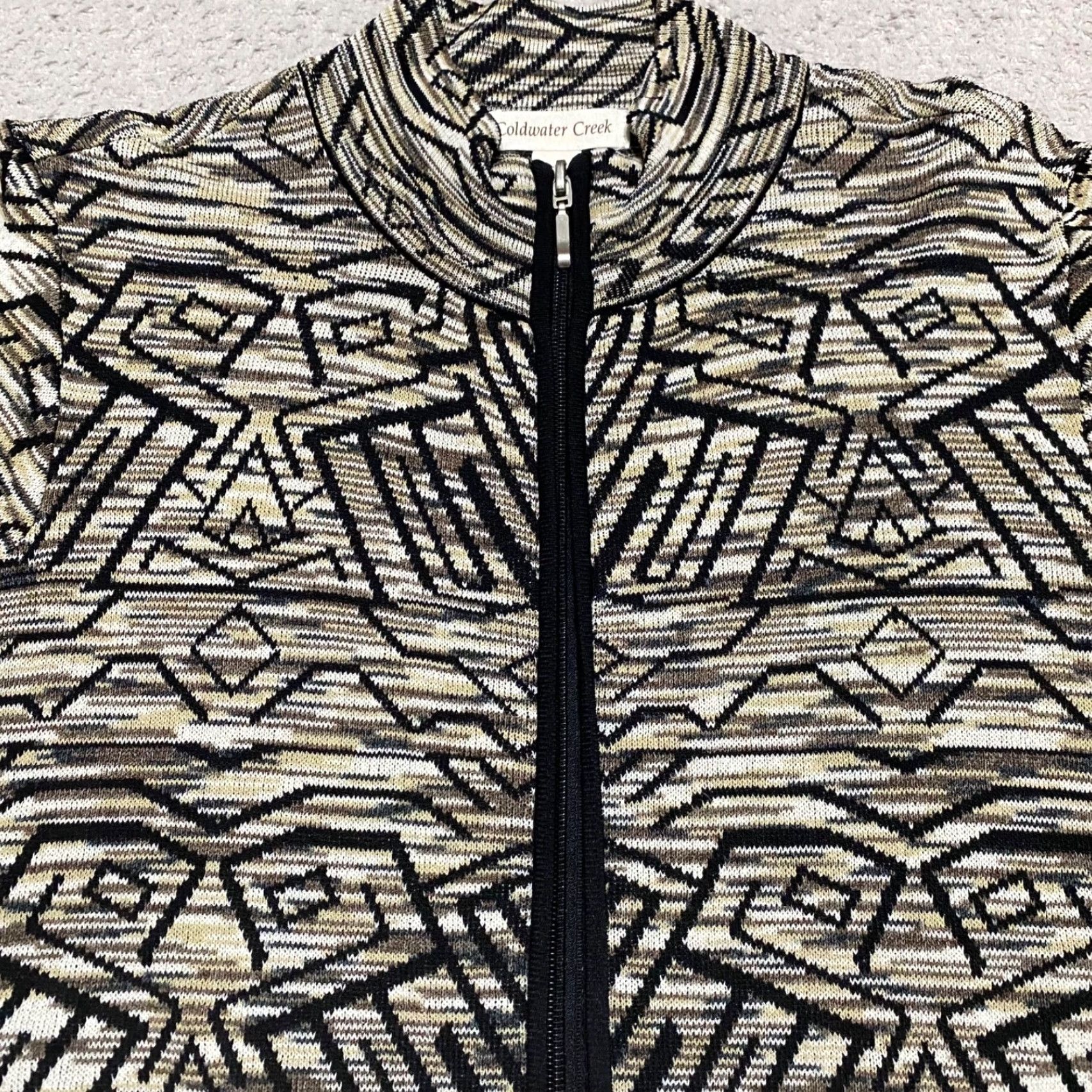 Coldwater Creek Coldwater Creek Womens 1X Plus Sweater Jacket Multicolor Geometric Full Zip Shirt Womens 1X Plus Multicolor Geometric Full Zip Winter Spring Fall Size XL / US 12-14 / IT 48-50 - 6 Thumbnail