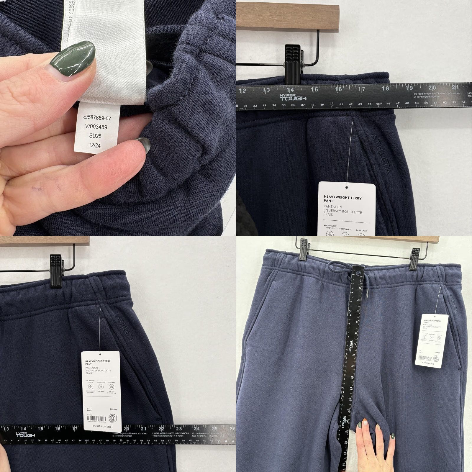 Athleta Athleta Heavyweight Terry Pants Womens Large Navy Sweatpants Lounge Cozy Stretch Size 36" / US 14 / IT 50 - 8 Thumbnail