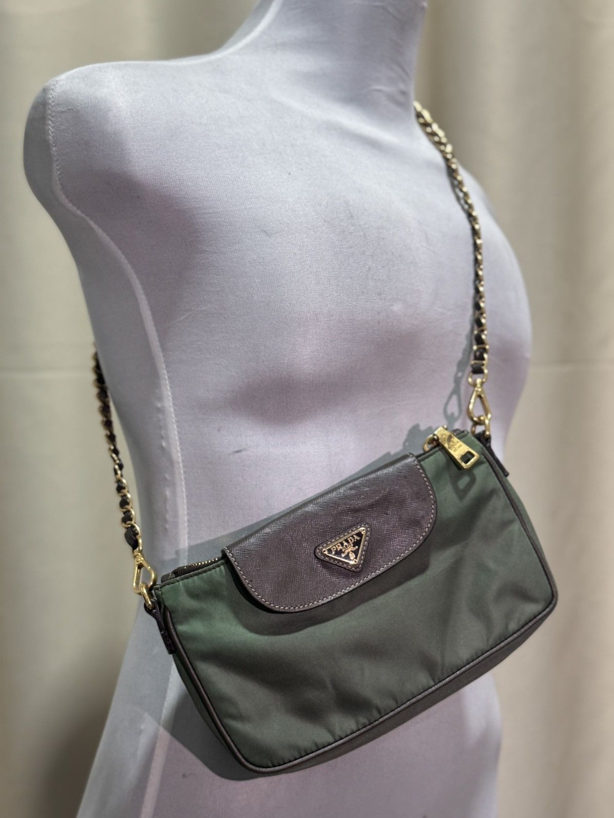 Prada Prada shoulder beg nylon green Size ONE SIZE - 14 Thumbnail