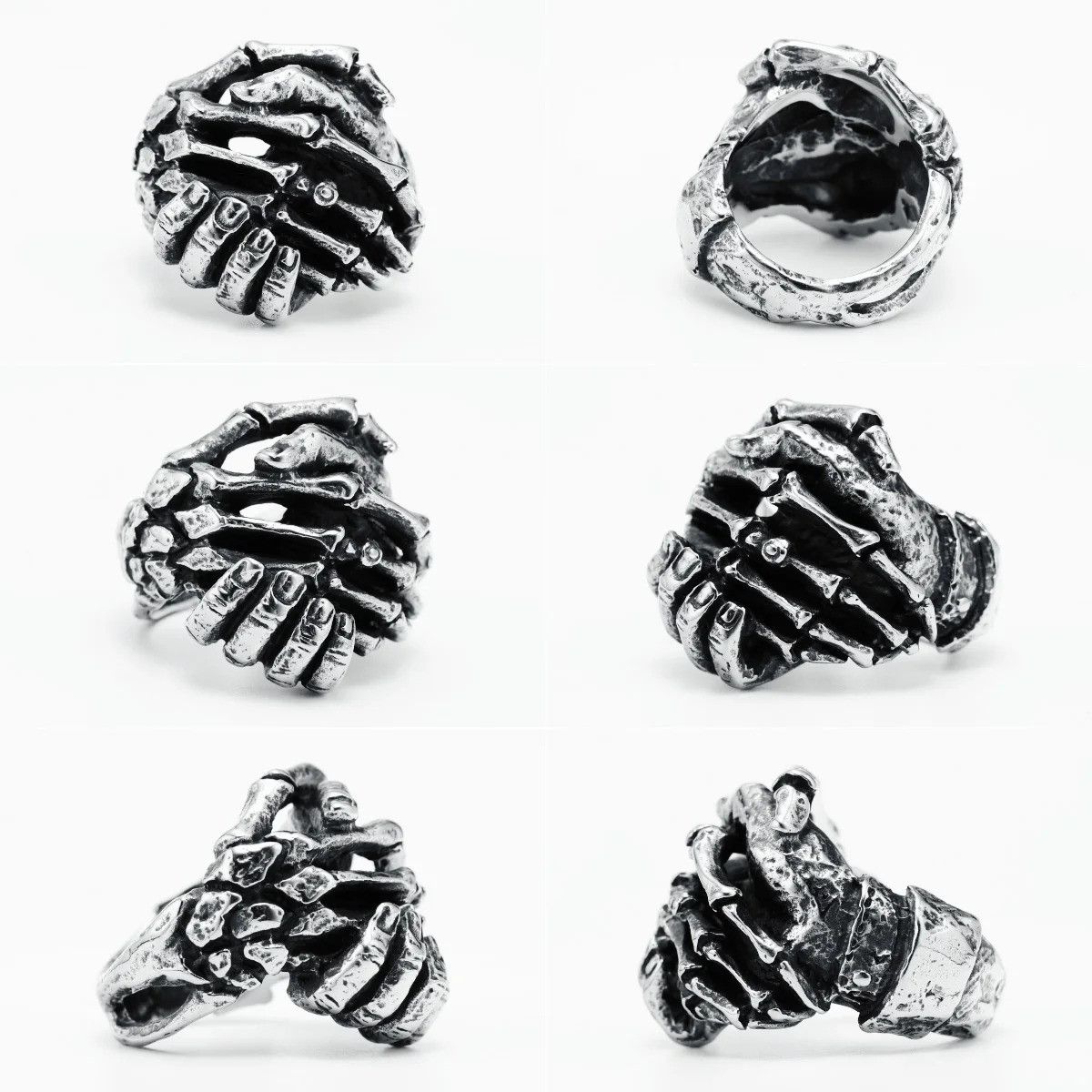 Jewelry Skeleton Shake Hands Ring Streetwear Jewelry Fashion Gift Size ONE SIZE - 6 Thumbnail