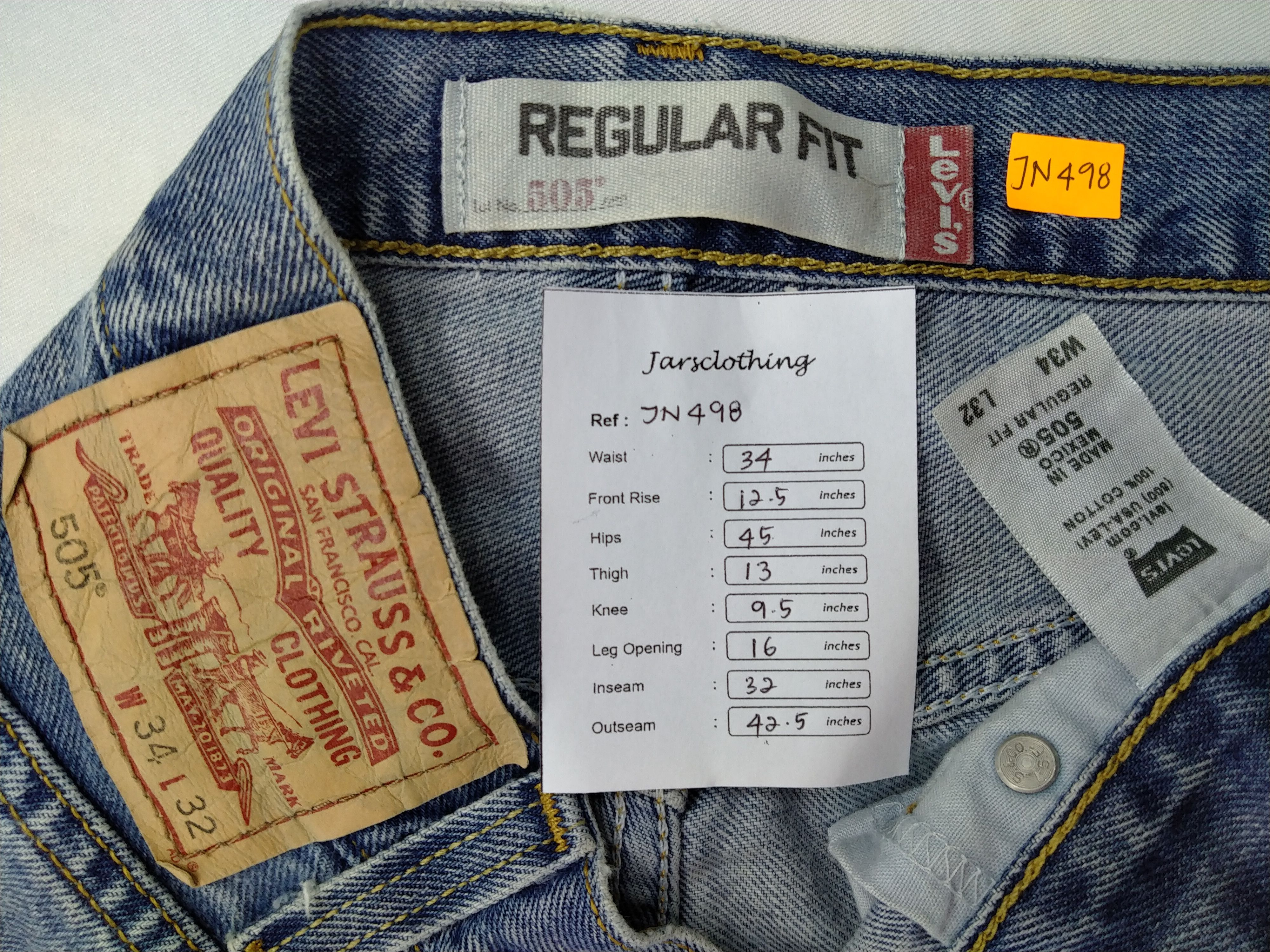 Levi's Vintage Levi's 505 Regular Fit Denim 34 x 32 -JN498 Size US 34 / EU 50 - 9 Thumbnail