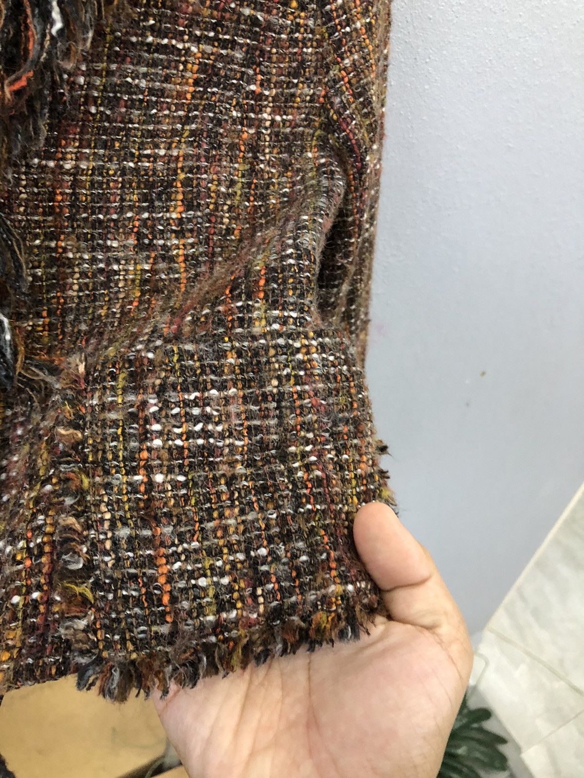 Yohji Yamamoto Ined Ponte Torto Tweed Cropped Jacket Japan Size XXS / US 00 / IT 34 - 3 Thumbnail