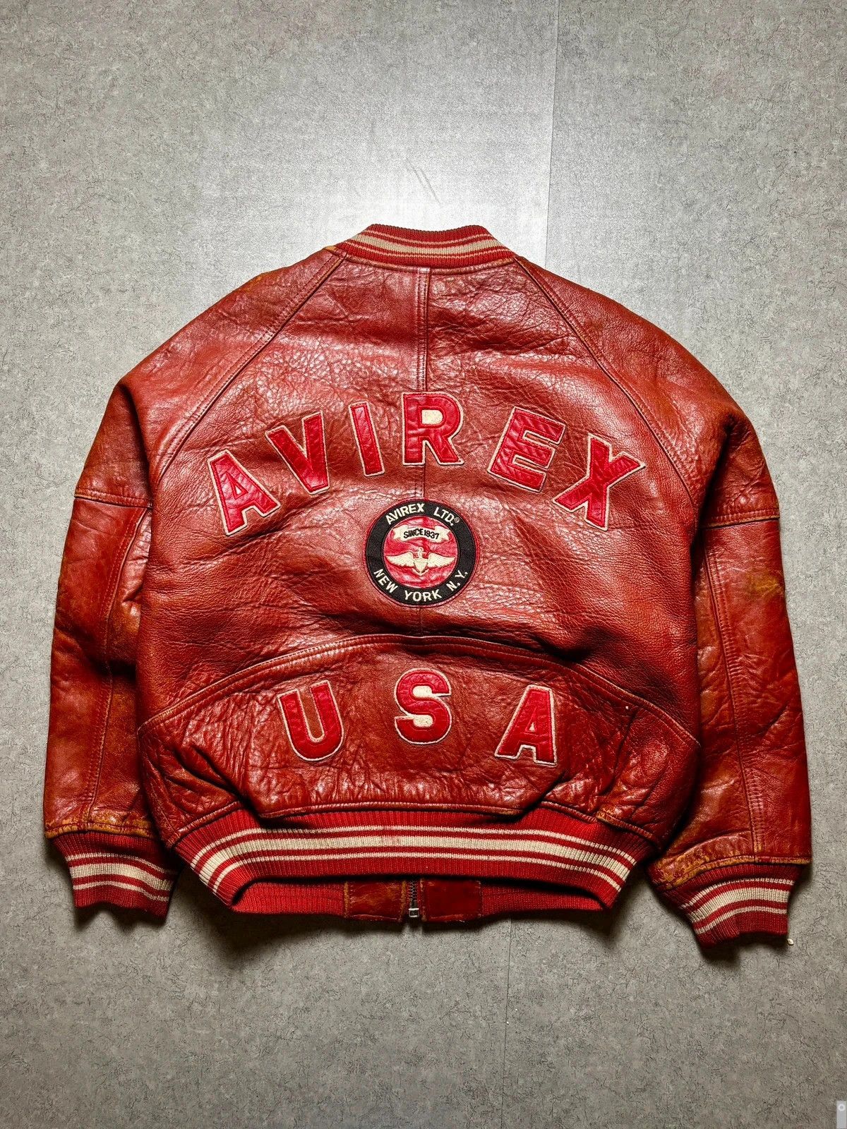 Avirex Veste en cuir Avirex USA – leather jacket - red varsity Size US S / EU 44-46 / 1 - 1 Thumbnail