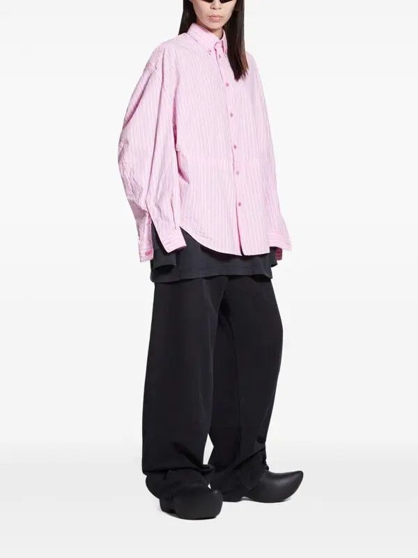 Balenciaga o1in1g0225 Twisted Sleeve Shirt in Pink/White Size XS / US 0-2 / IT 36-38 - 2 Thumbnail