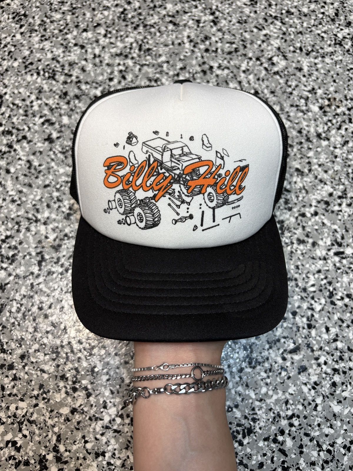 Billy Hill 2021 Billy Hill White/Orange Logo Trucker Mesh Hat OSFM Size ONE SIZE - 1 Thumbnail