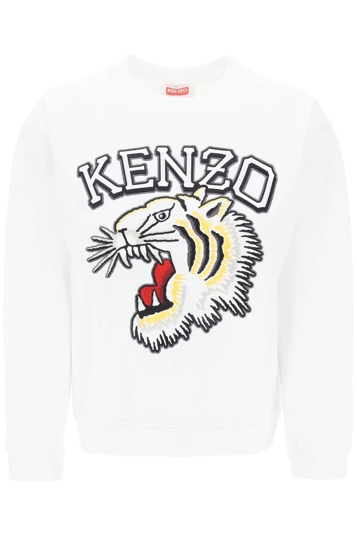 image of Kenzo Tiger Varsity Crew-Neck Sweatshirt Size Xs For Women in White