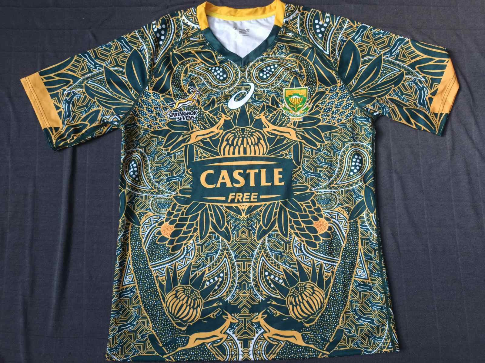Asics SOUTH AFRICA RUGBY JERSEY 2018 WORLD SEVENS UNION JERSEY Size US L / EU 52-54 / 3 - 1 Thumbnail