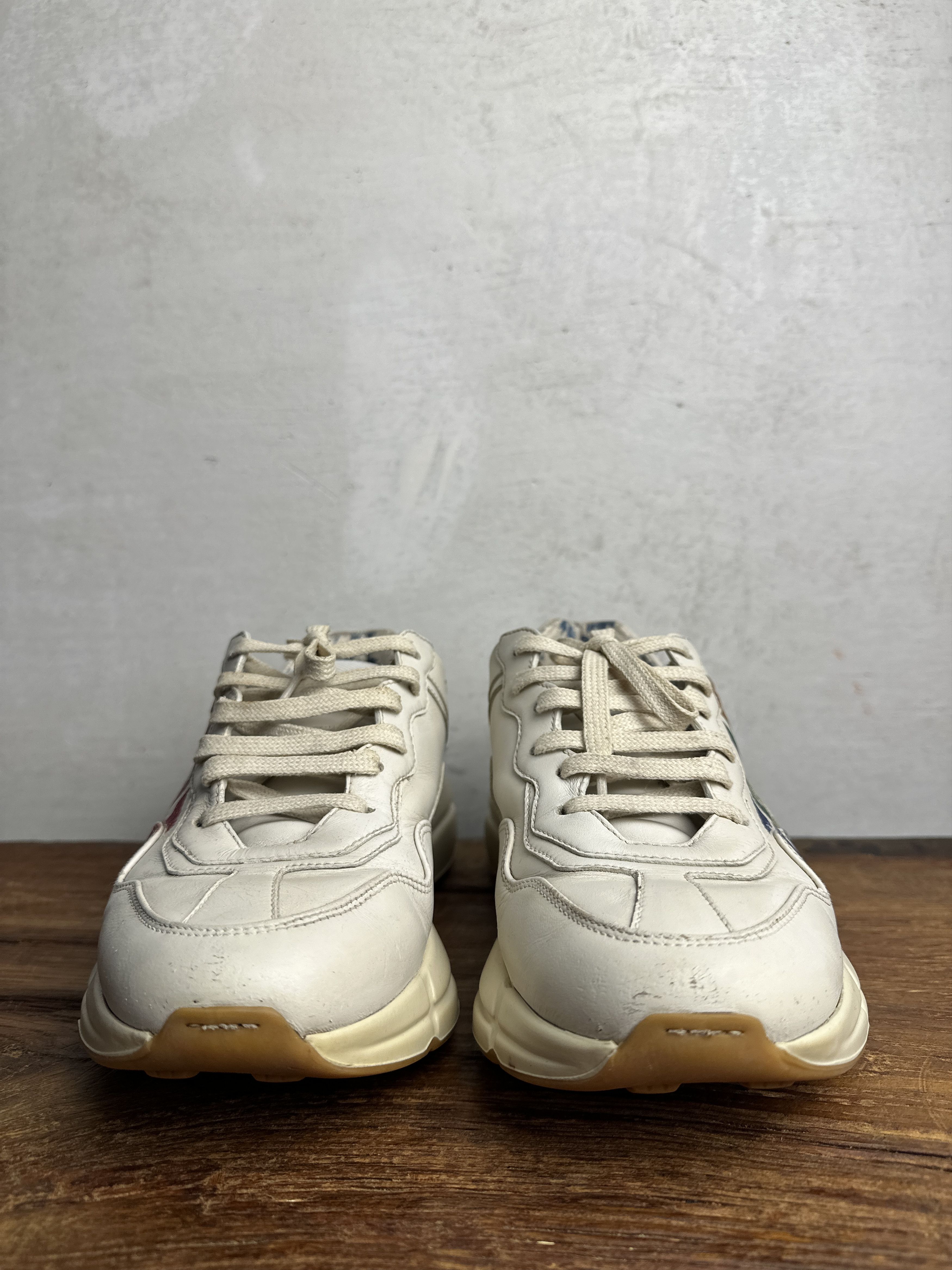 Gucci Gucci Beige Leather Glitter Rhyton Lace Up Sneakers Size US 8 / IT 38 - 6 Thumbnail