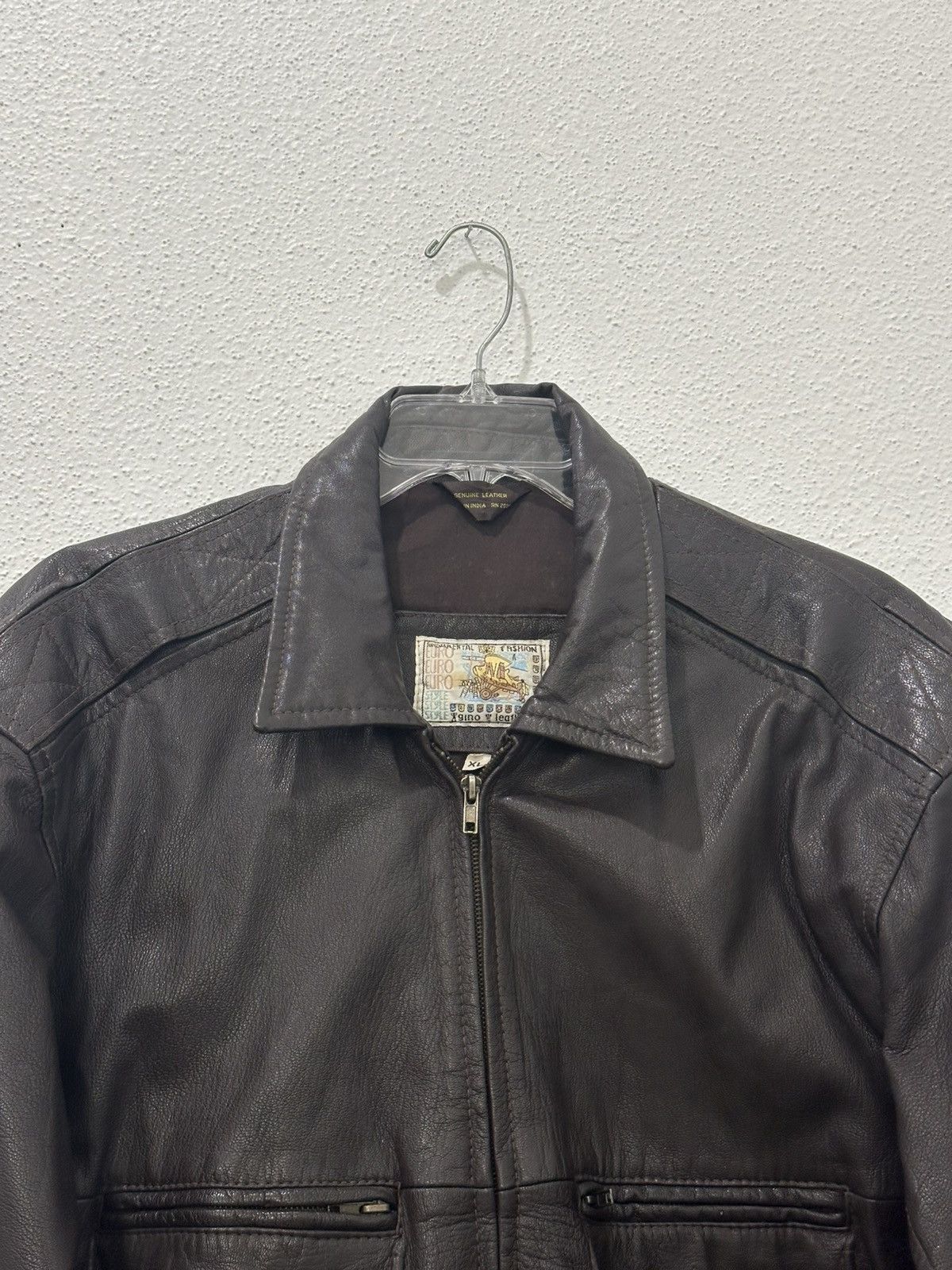 Genuine Leather Vtg 80s Gino Leathers Brown Genuine Leather Bomber Flight XL Size US XL / EU 56 / 4 - 2 Thumbnail