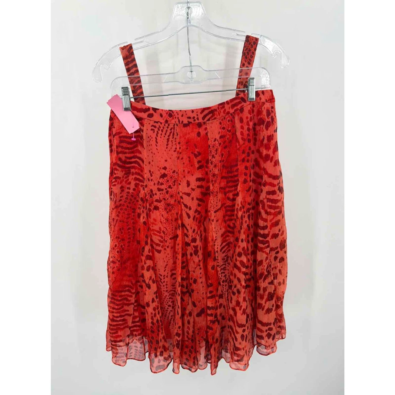 VINTAGE Lafayette 148 Orange Size 8 Printed A-Line Skirt Set