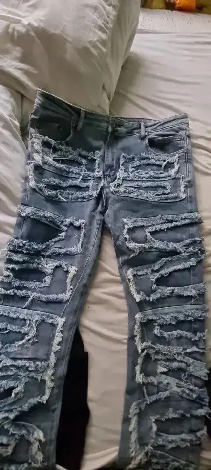 Japanese Brand Kurihara x Min Hip Hop Loose Denim Trousers Vibe Style Size US 32 / EU 48 - 5 Thumbnail
