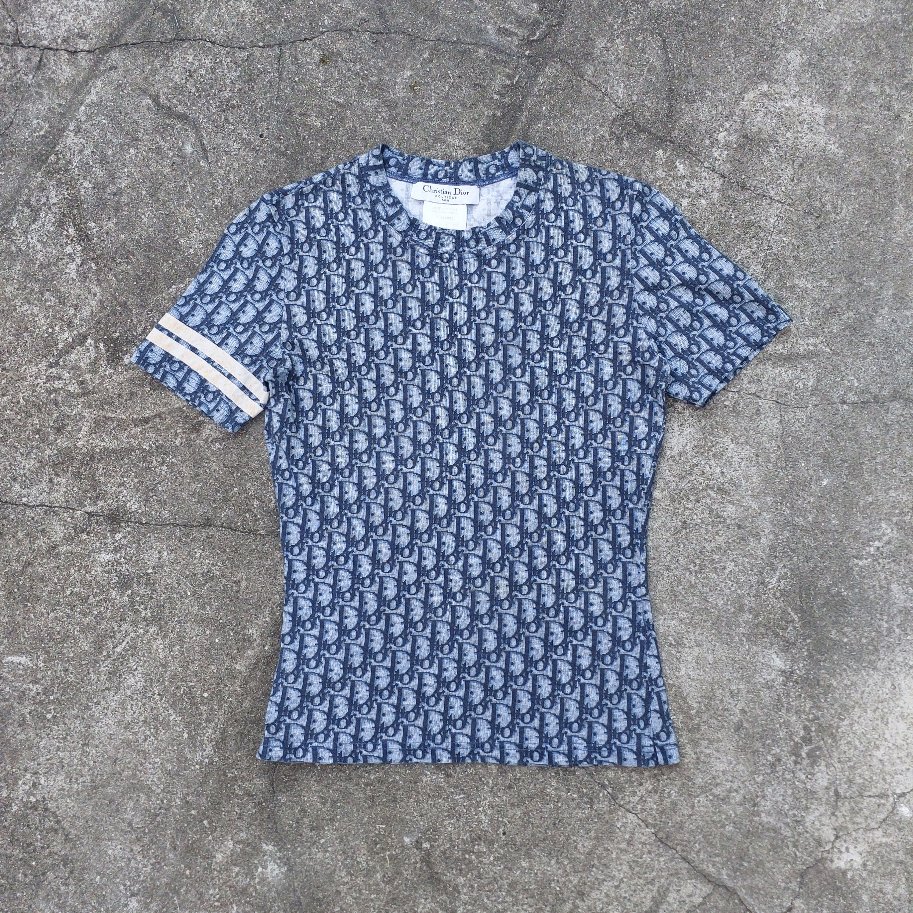 CHRISTIAN DIOR BY JOHN GALLIANO BLUE TROTTER LOGO T-SHIRT