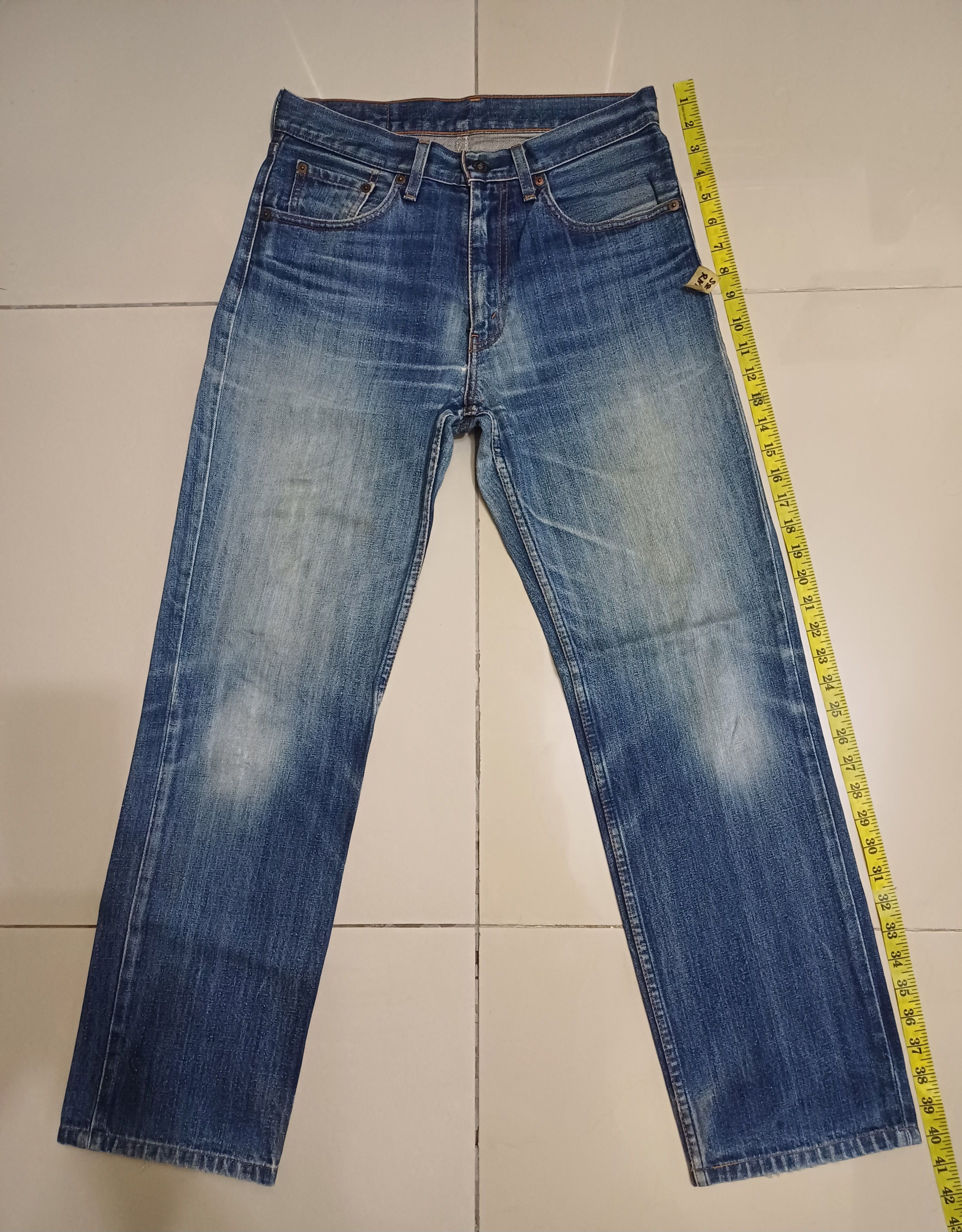 image of Archival Clothing Distressed Jeans.. Vintage Levis 502 in Dark Blue Fade, Men's (Size 30)