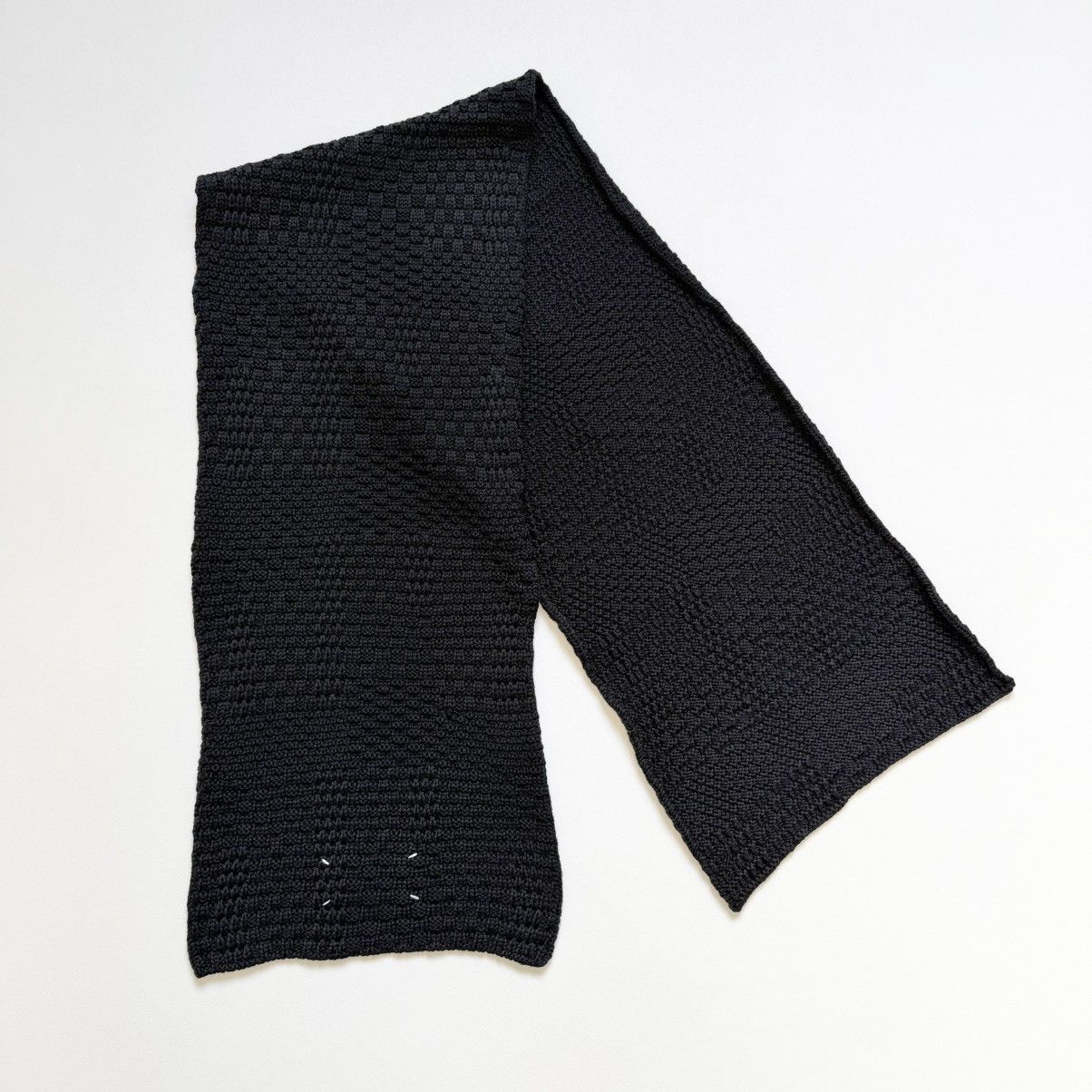 Maison Margiela Late 2000s Textured Checkerboard Wool Scarf Size ONE SIZE - 3 Thumbnail