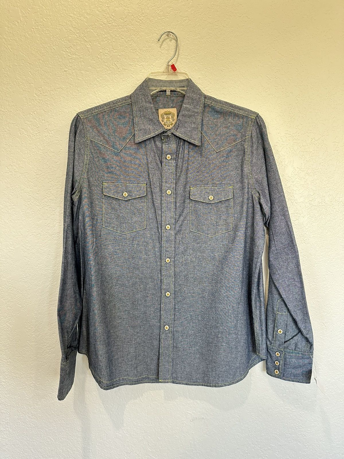 image of Bbc Bee Line “Space Cowboy” Chambray Shirt in Blue, Men's (Size Medium)