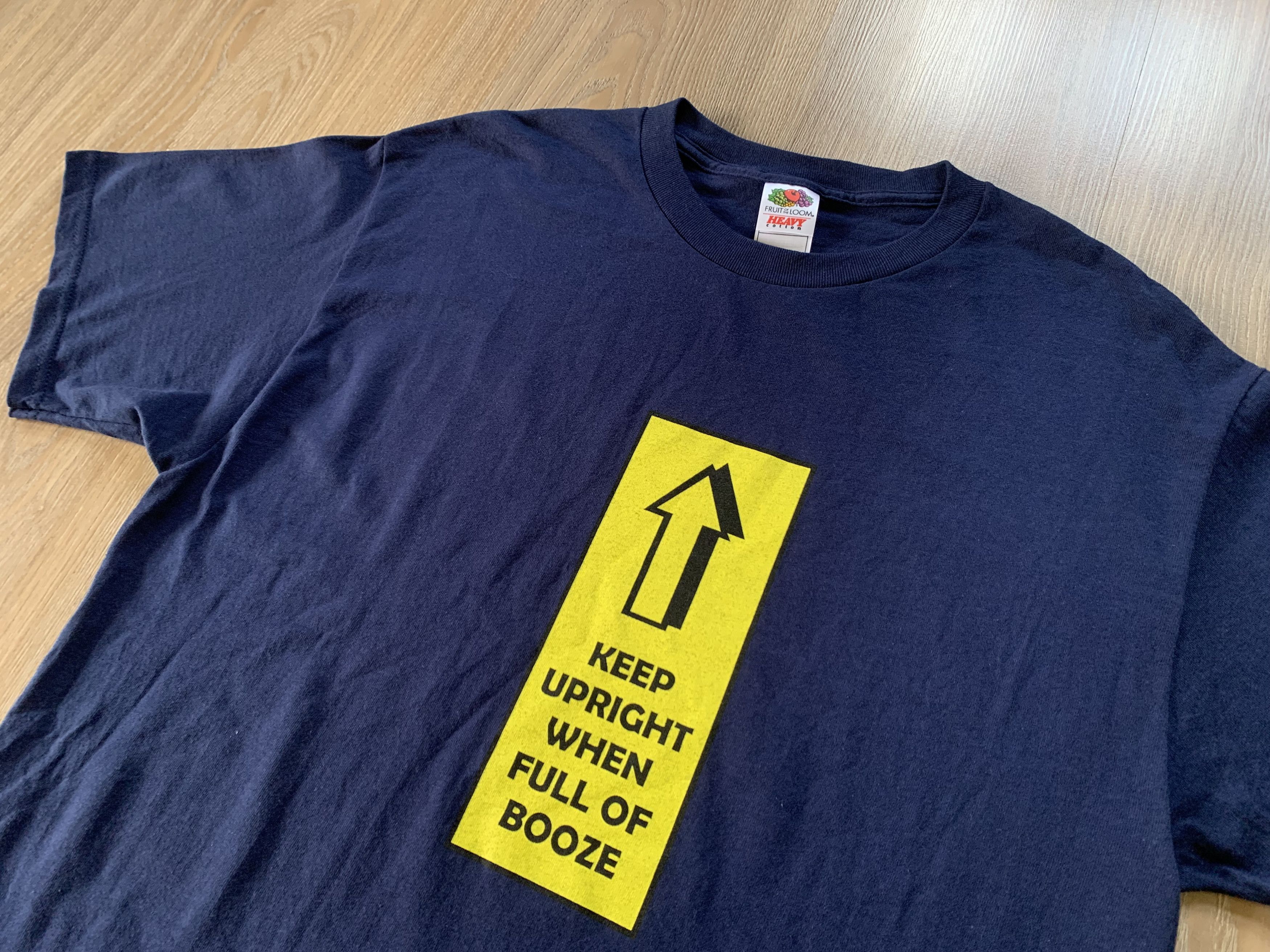 Fruit Of The Loom × Vintage Keep Upright When Full Of Booze Vintage Humor T Shirt Size US L / EU 52-54 / 3 - 3 Thumbnail