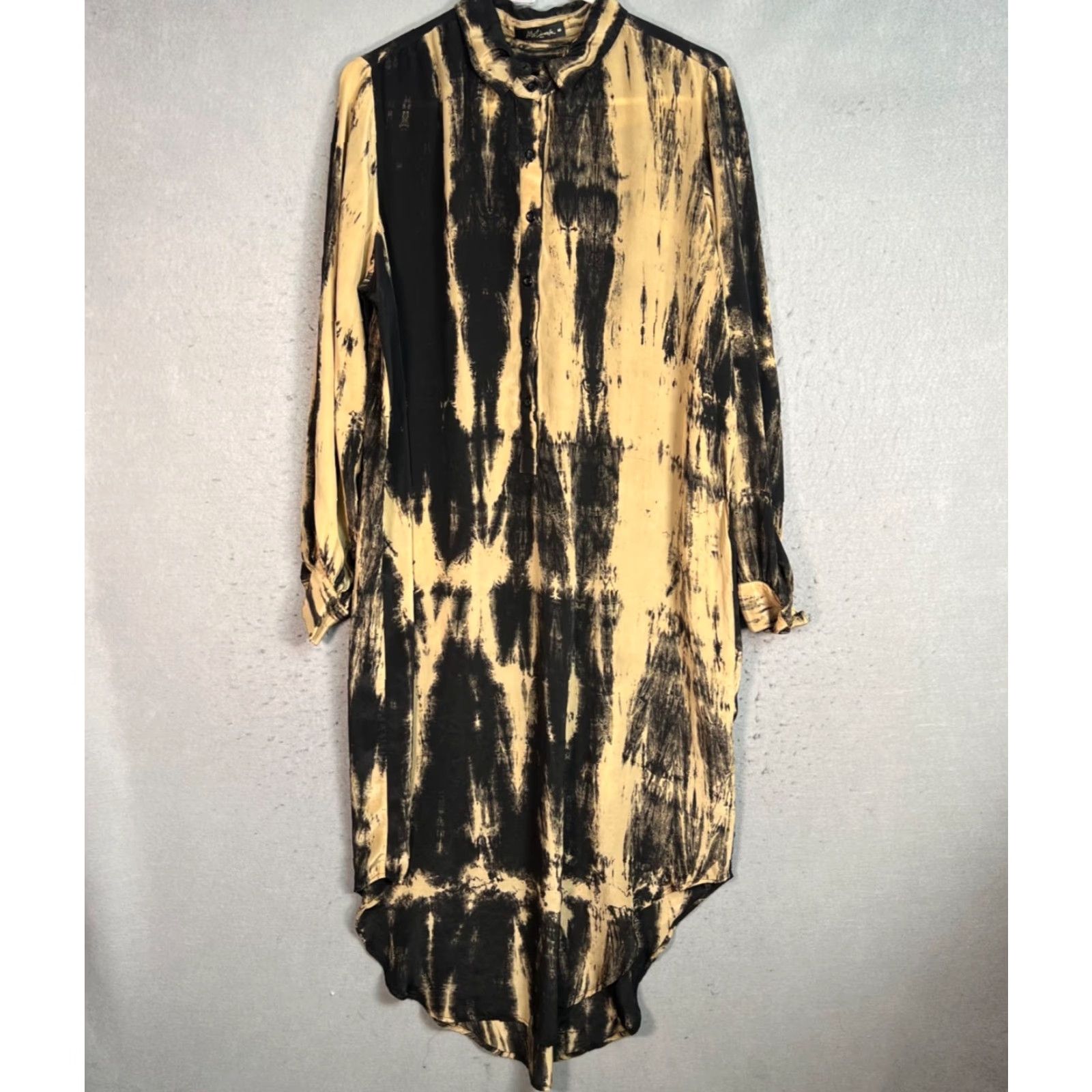 Vintage Mas Demoiselle Paris Dress Size 40 Tie Dye Button Down Shirt Black Yellow Size S / US 4 / IT 40 - 2 Thumbnail