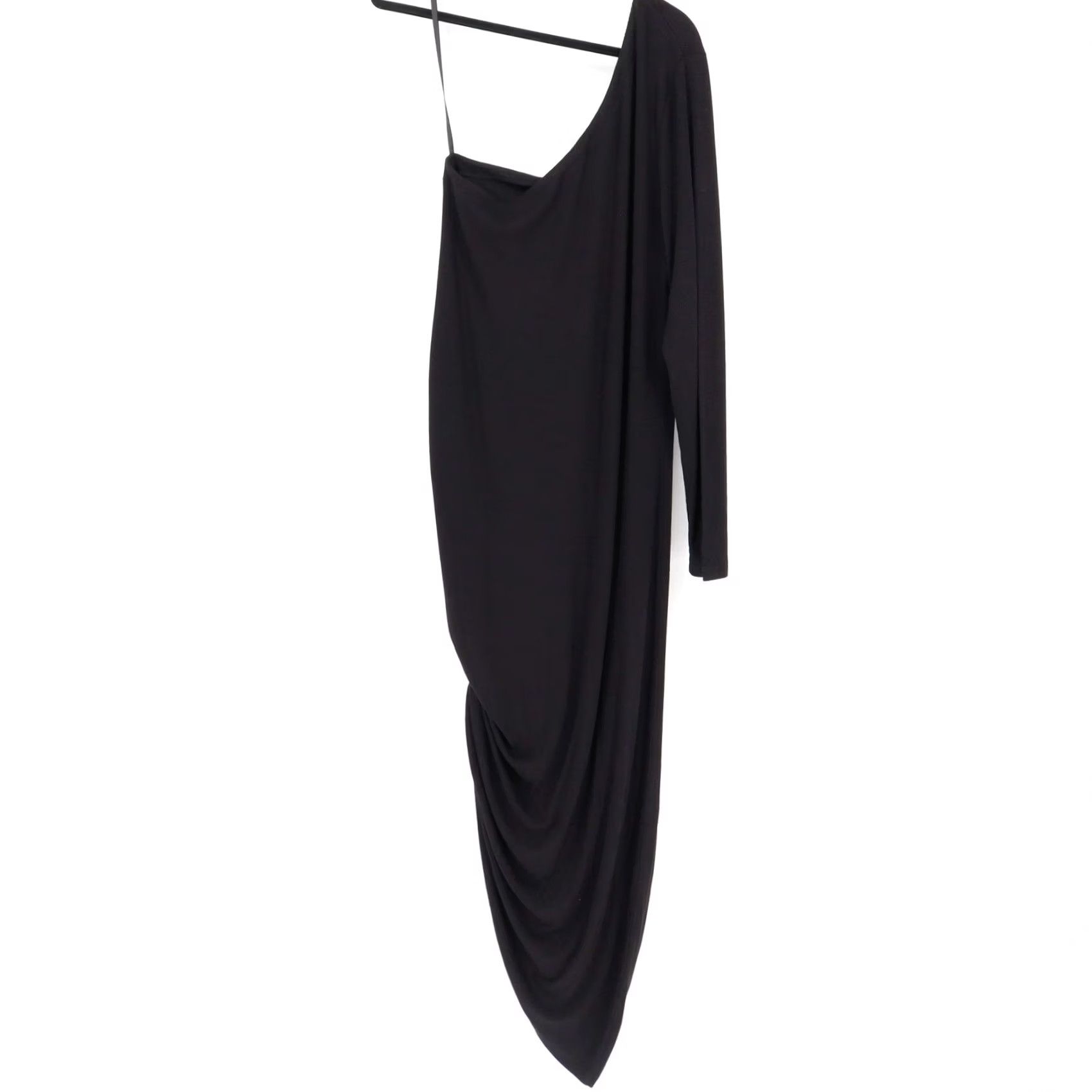 Vintage LNA Dress Black One Shoulder Long Sleeve Ruched Bodycon Womens 2X Size XXL / US 16-18 / IT 52-54 - 8 Thumbnail