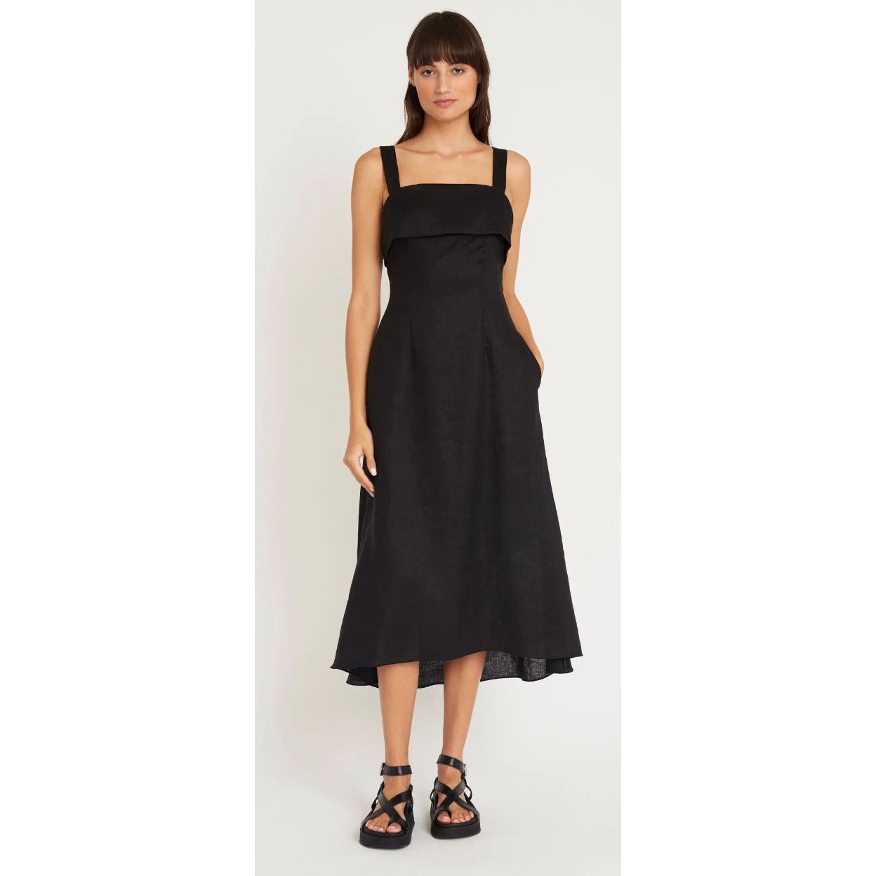 Other Luxley Black Huxely Linen Midi Dress Size M / US 6-8 / IT 42-44 - 2 Thumbnail