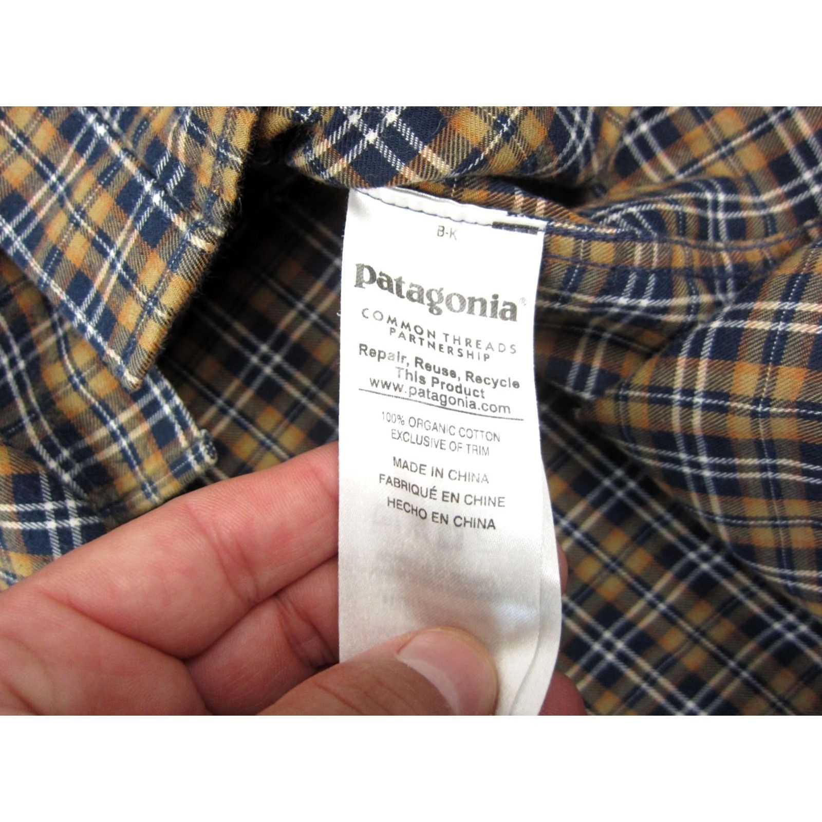Patagonia Patagonia Shirt XL Blue Yellow Check Organic Cotton Mens Short Sleeve Button-Up Collared Size US XL / EU 56 / 4 - 5 Thumbnail