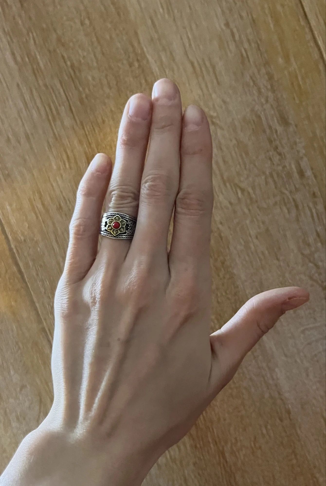 Jewelry × Vintage Resizable Retro Mantra Lotus Ring Size ONE SIZE - 5 Thumbnail