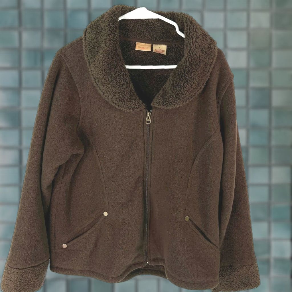 Vintage North Crest Classic Womens Jacket Brown L 14-16 Long Sleeves Fleece Zip Pocket 100% Polyester Casual Everyday Size L / US 10 / IT 46 - 1 Thumbnail