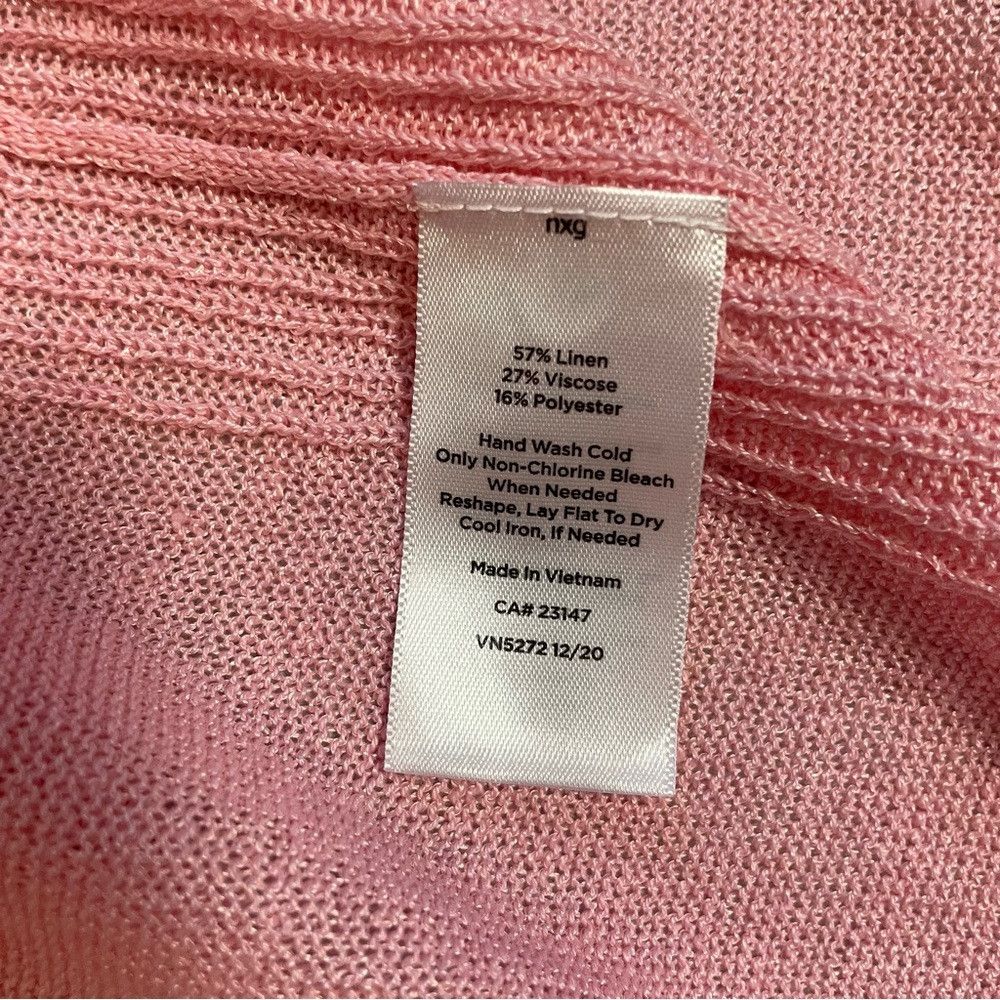 Talbots New Talbots Linen Blend Pointelle Open Front Pink Cardigan Size S / US 4 / IT 40 - 7 Thumbnail
