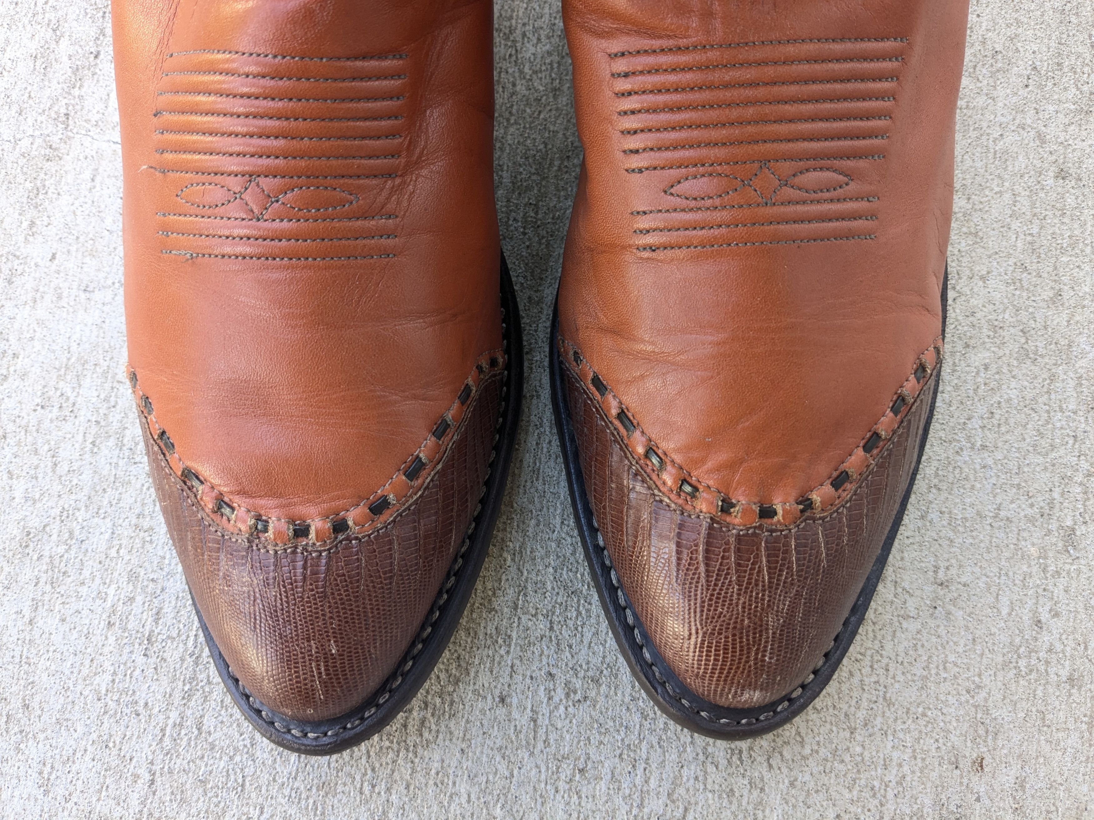 Other Tony Lama Cowboy Boots Lizard Brown 9.5 D Botas USA Size US 9.5 / EU 42-43 - 3 Thumbnail