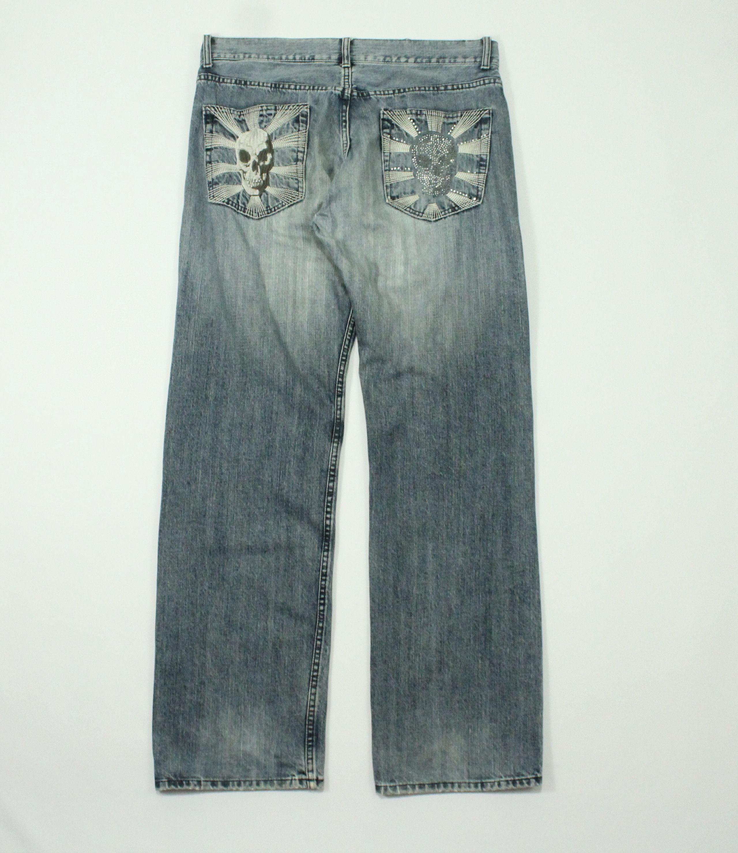 Japanese Brand Vintage Denim Embroidered Skull Logo Size US 35 - 13 Thumbnail