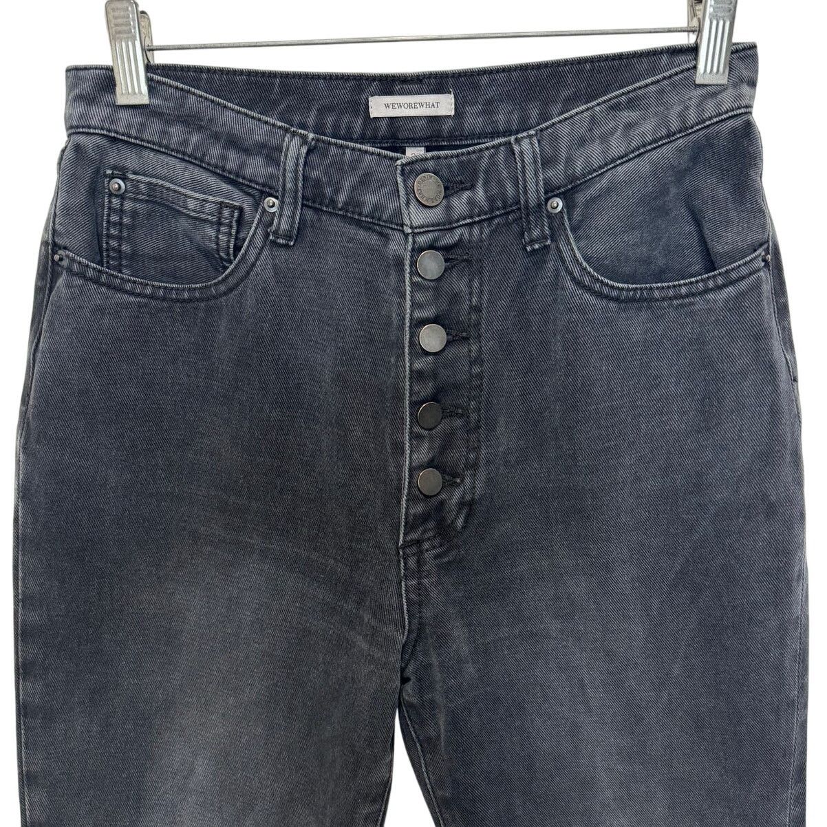WeWoreWhat WeWoreWhat Distressed Black/Gray Button High Rise Boho Jeans Size 27" / US 4 / IT 40 - 2 Thumbnail
