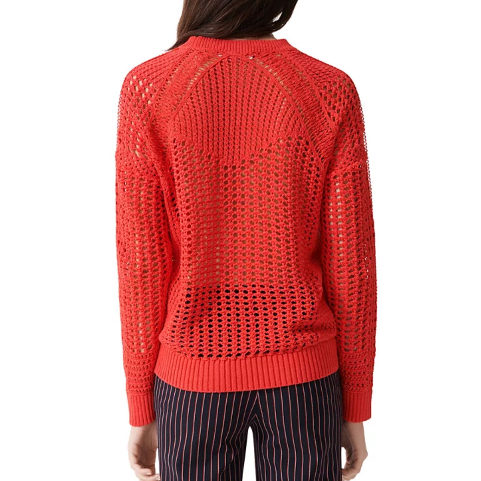 Maje Maje Women Mazet Open Knitwork Cotton Sweater Rouge Size 1/S Size S / US 4 / IT 40 - 3 Thumbnail