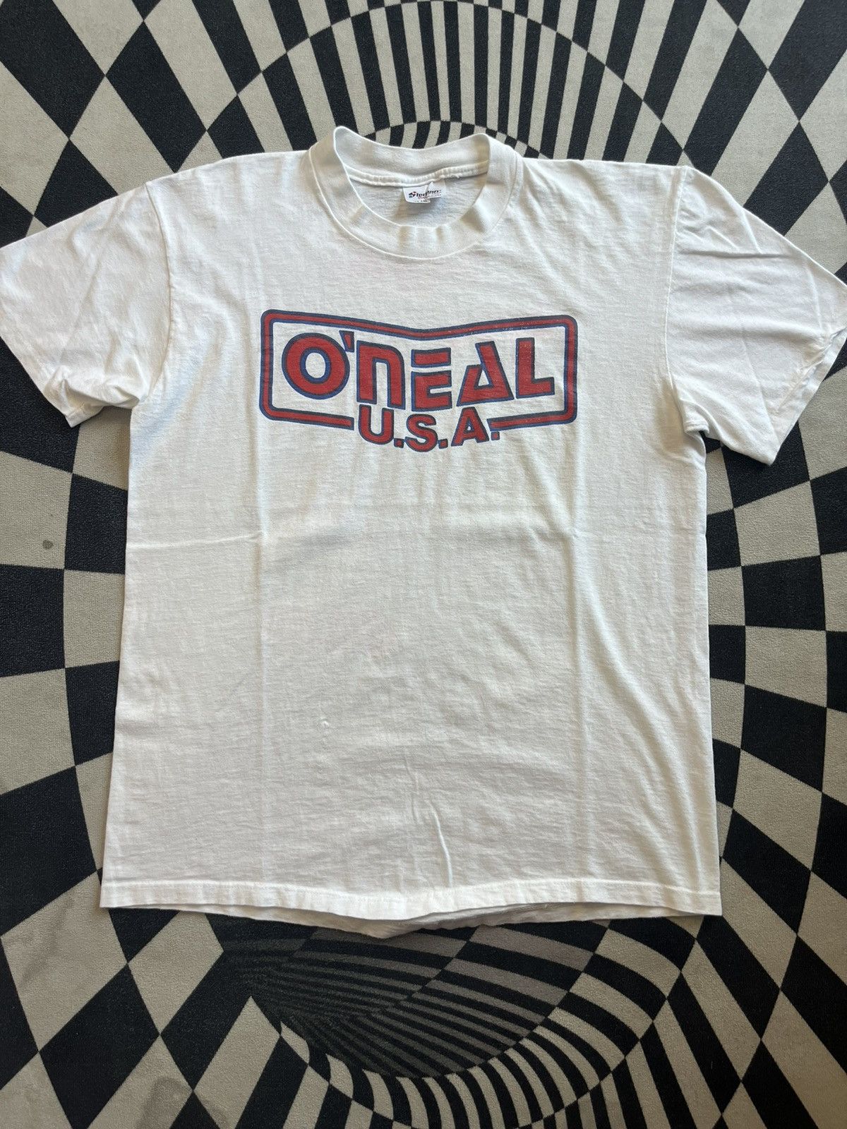 Vintage Vintage 80s O'NEAL USA Motocross Racing T-Shirt sponsors Size US L / EU 52-54 / 3 - 4 Thumbnail