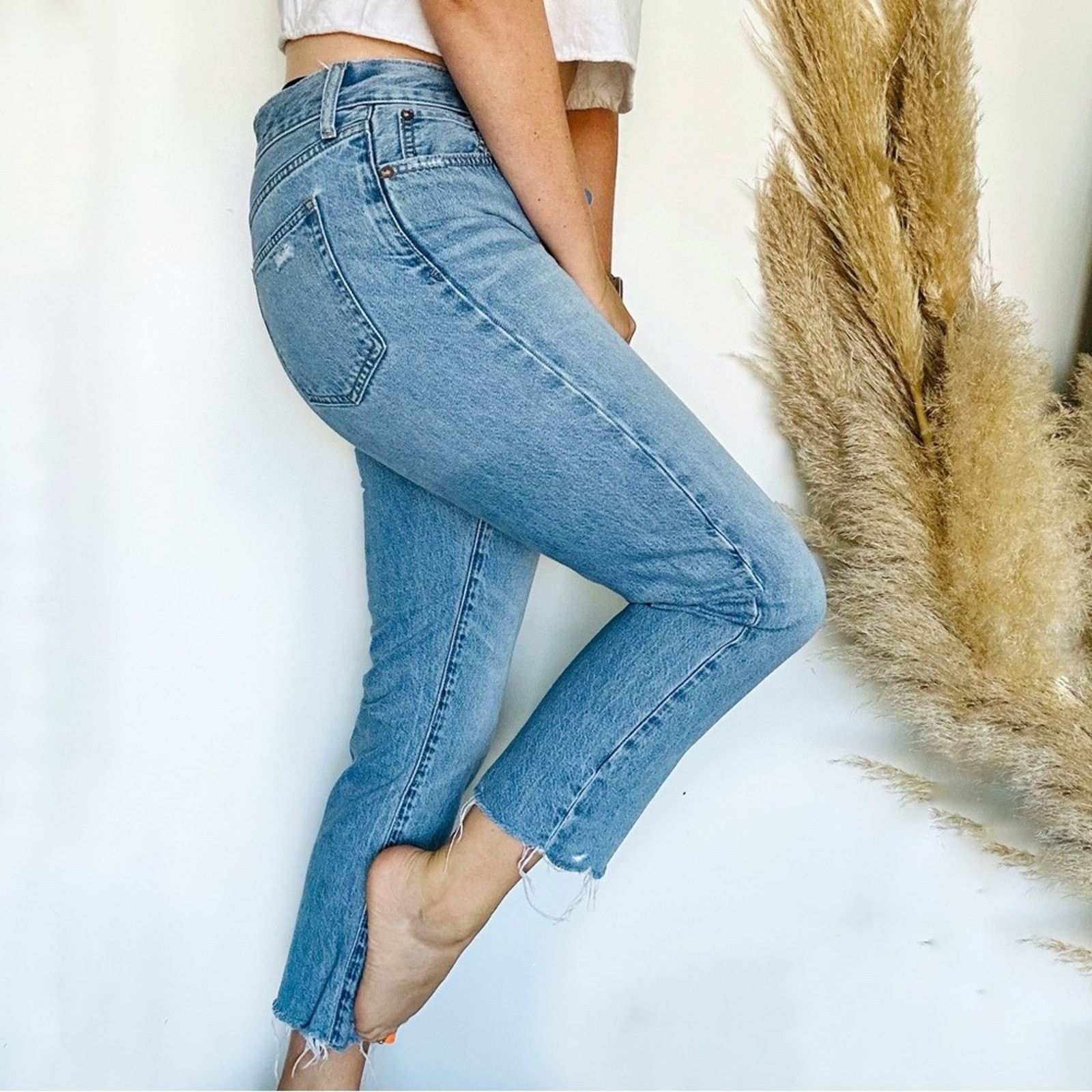 Gap GAP Boyfriend Distressed Straight Leg Blue Ankle Denim Jeans Size 28" / US 6 / IT 42 - 3 Thumbnail
