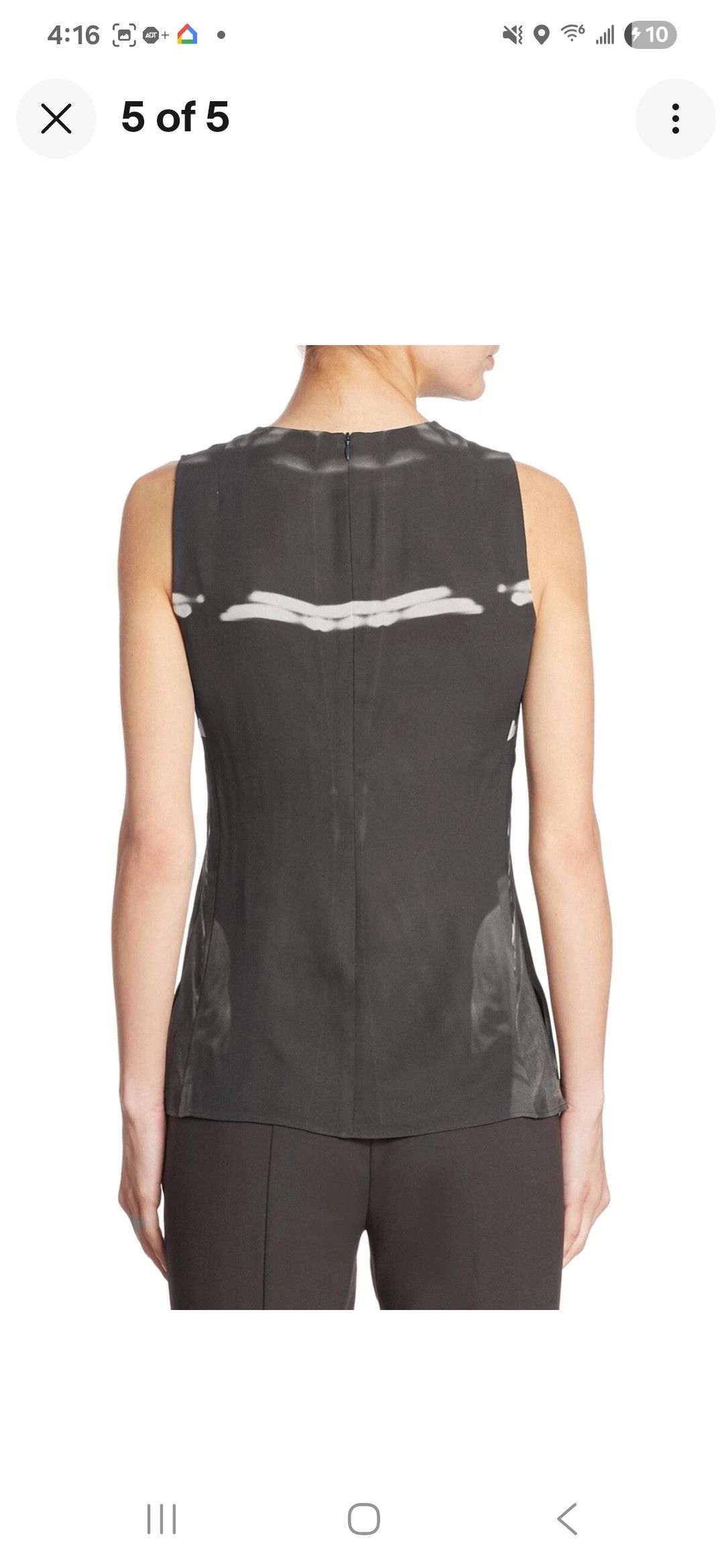 Akris Fluid silk shell blouse with graphic print detail. Size L / US 10 / IT 46 - 2 Thumbnail
