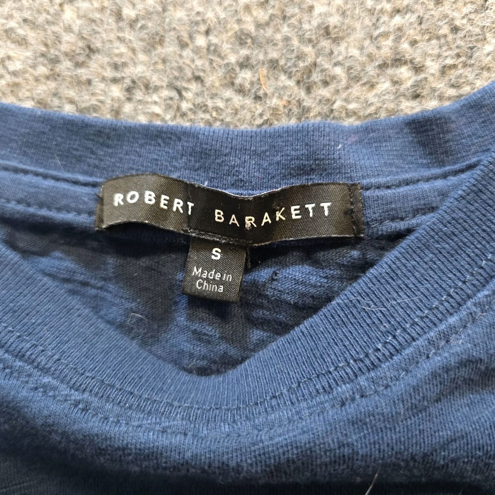 Vintage Robert Barakeet Shirt Mens Size S Navy Blue Short Sleeve Slub Knit Casual T-Shirt Regular Fit Crew Neck Lightweight Men’s Shirt Size US S / EU 44-46 / 1 - 4 Thumbnail