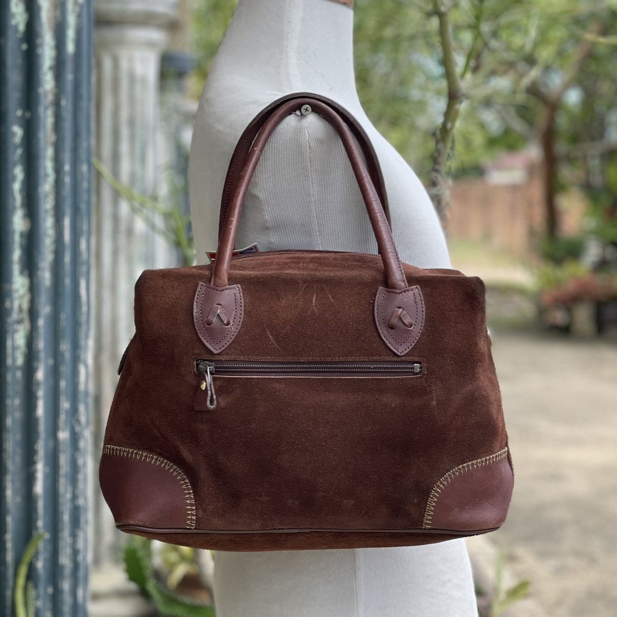 Leather × Vintage Vintage Assemble Dark Brown Suede Leather Bag Size ONE SIZE - 4 Thumbnail